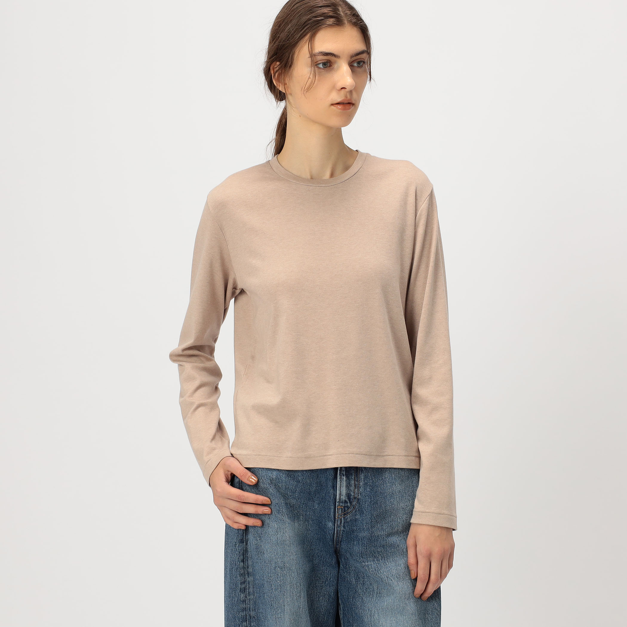 コットンカシミヤジャージー クルーネックプルオーバー