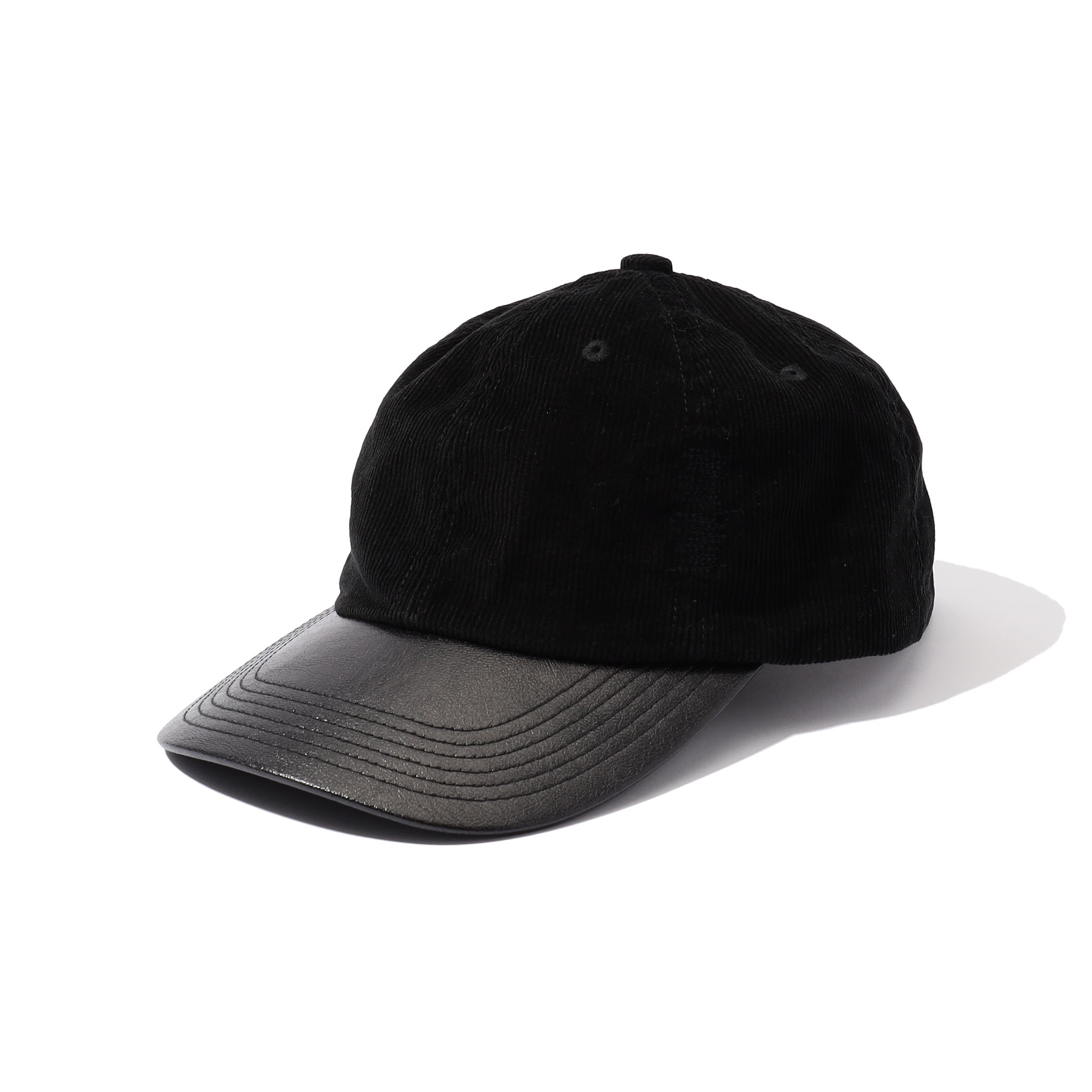 KIJIMA TAKAYUKI CORDUROY & FAUX LEATHER 6PANEL CAP