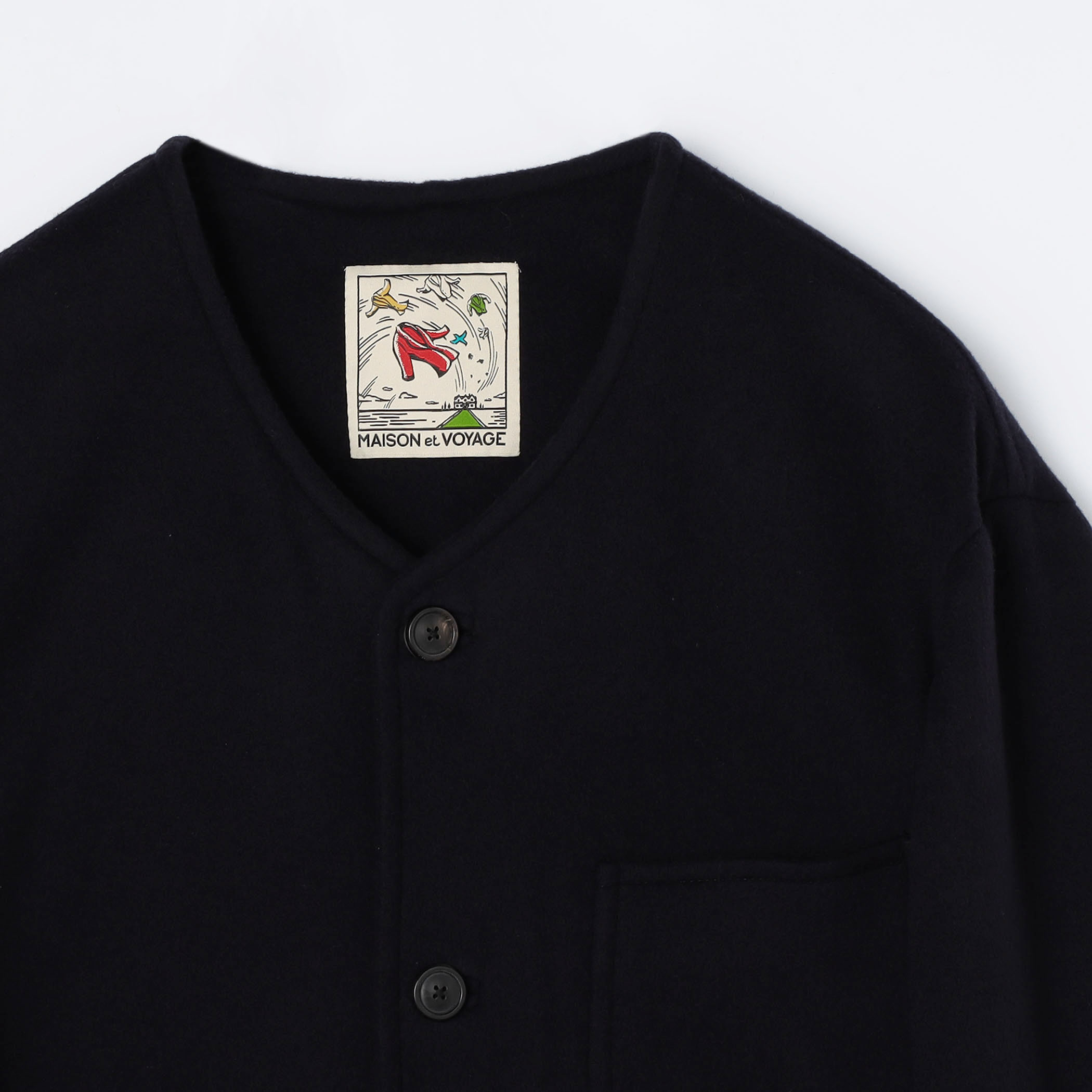 MAISON et VOYAGE カシミア ノーカラーブルゾン MAISON et VOYAGE カシミア ノーカラーブルゾン