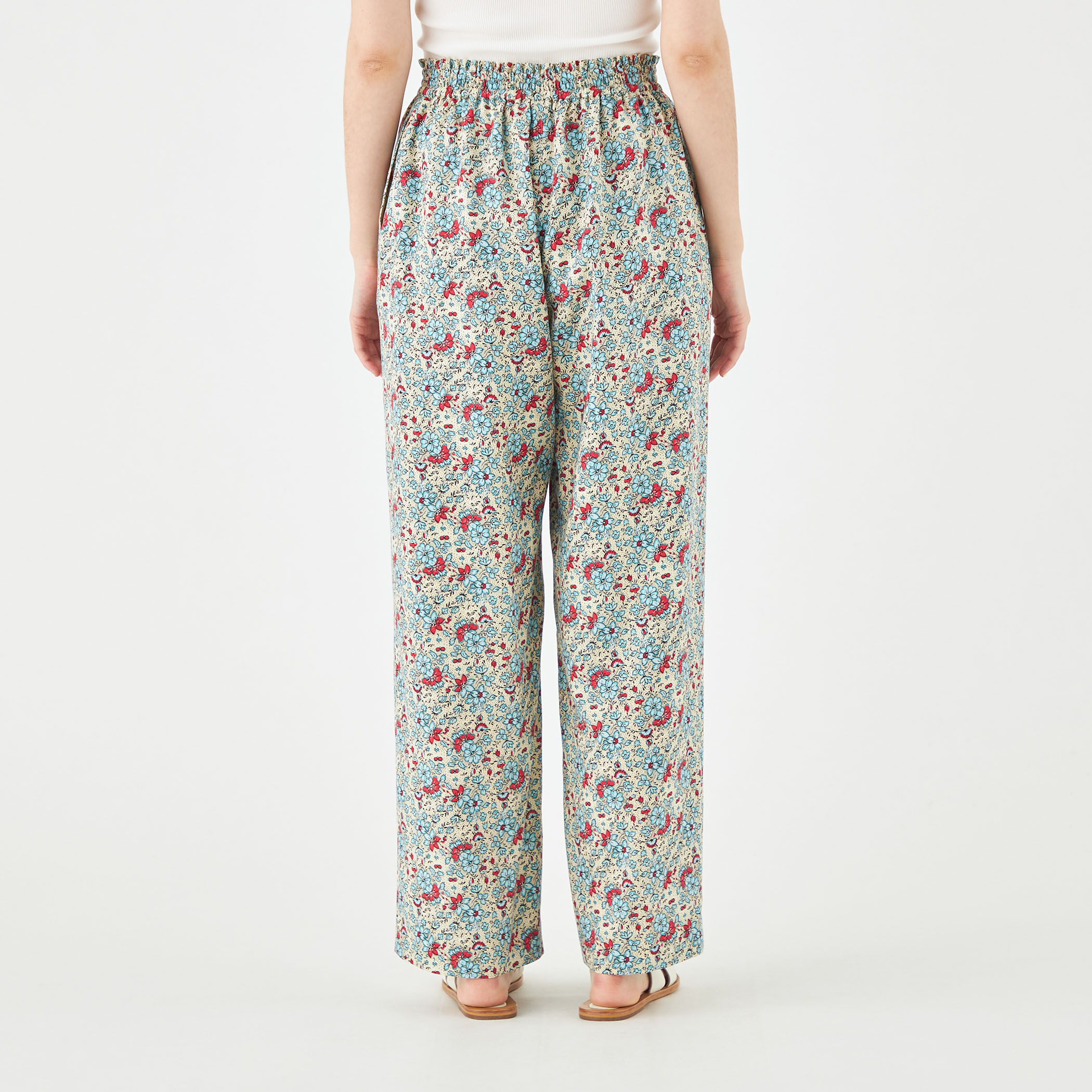 レーヨンブロードプリント イージーストレートパンツ