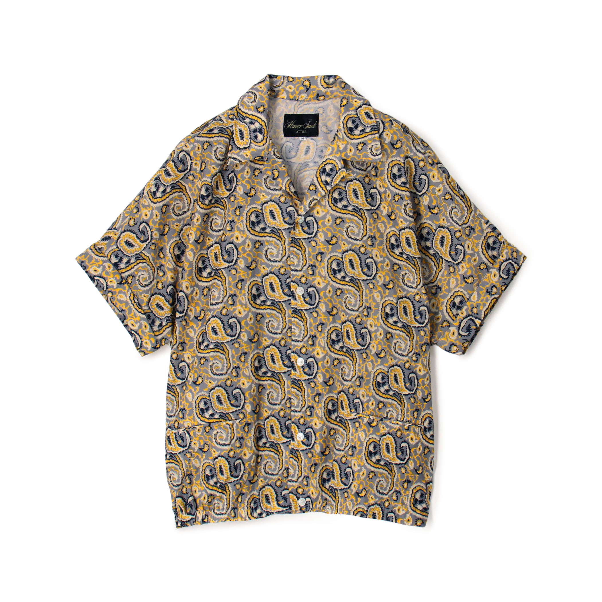 【別注】HAVERSACK ATTIRE ペイズリープリント オープンカラーハーフスリーブシャツ