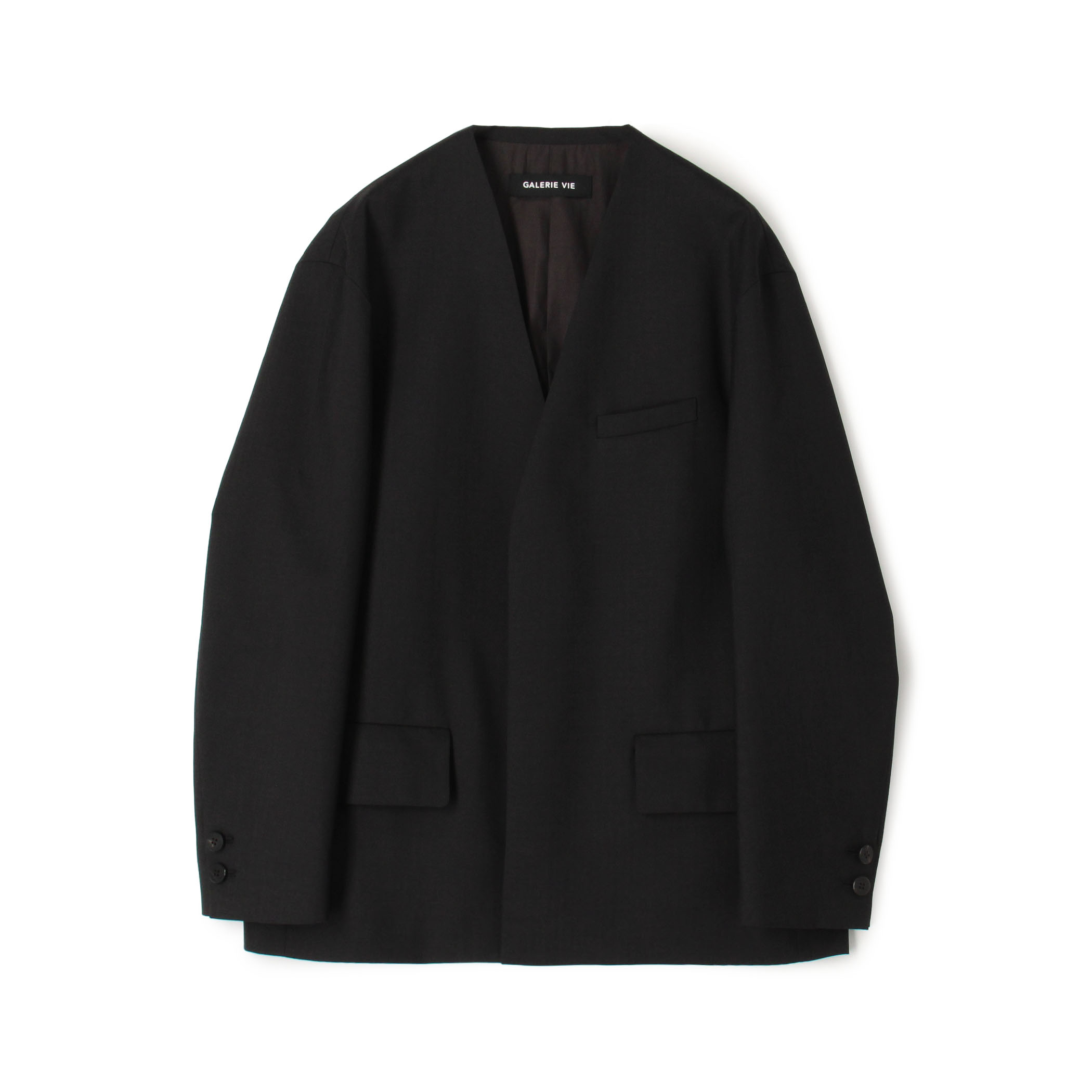 ウォッシャブルギャバジン カラーレスジャケット