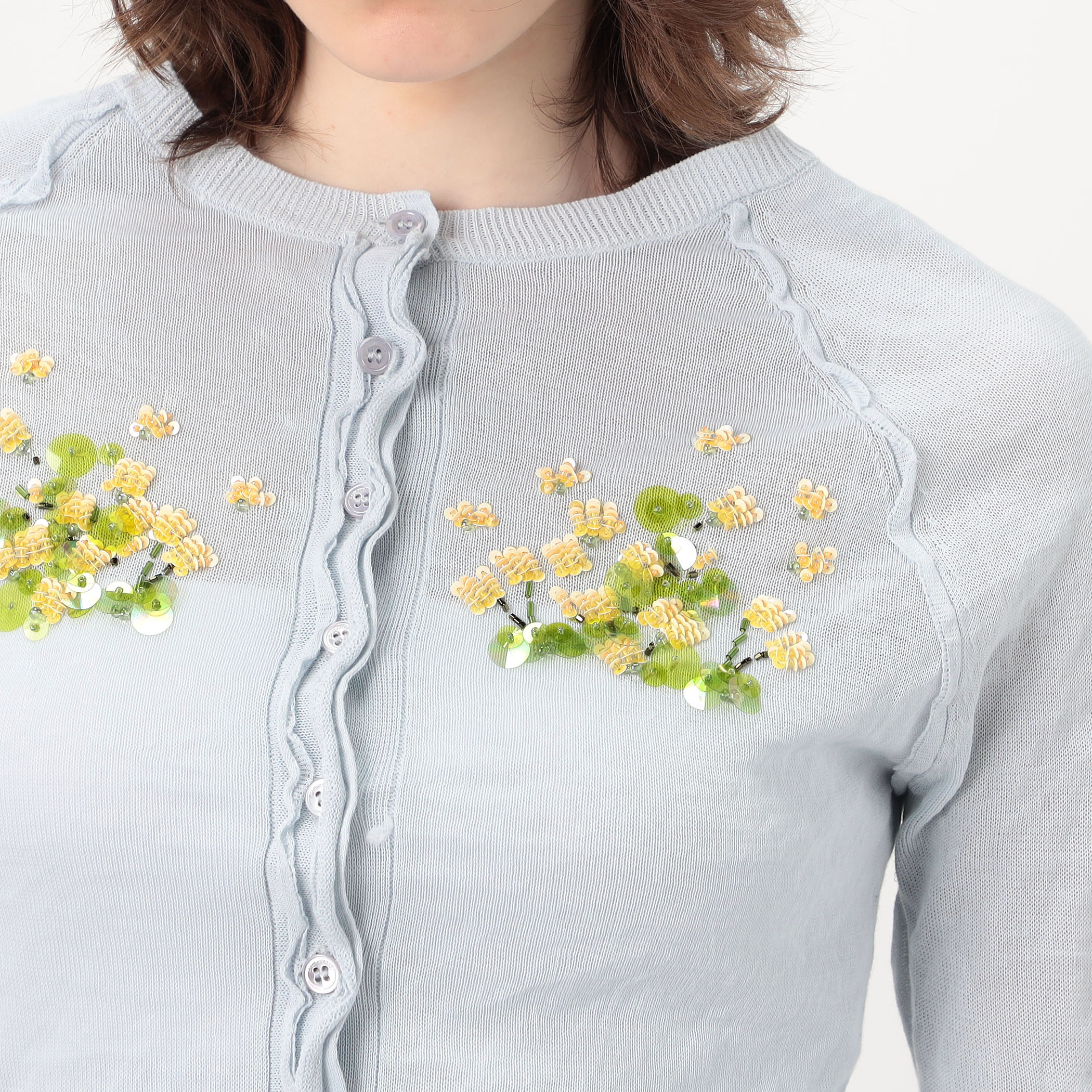 SHUSHU/TONG Beaded Floral C/D ビーズエンブロイダリー カーディガン