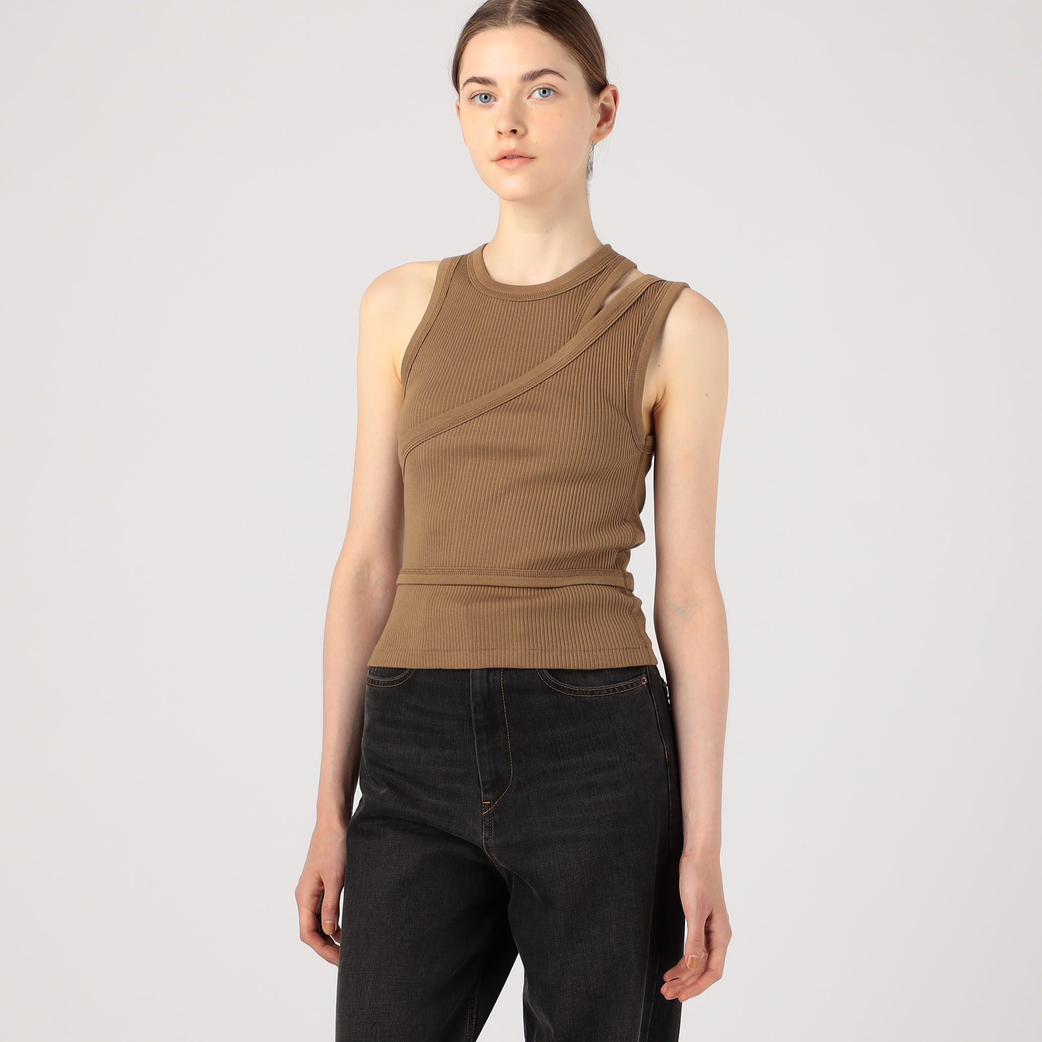 HYKE ハイクDOUBLE SHOULDER TANK TOP ライトパープル DOUBLE SHOULDER TANK TOP-ダブルショルダータンクトップ-HYKE（ハイク