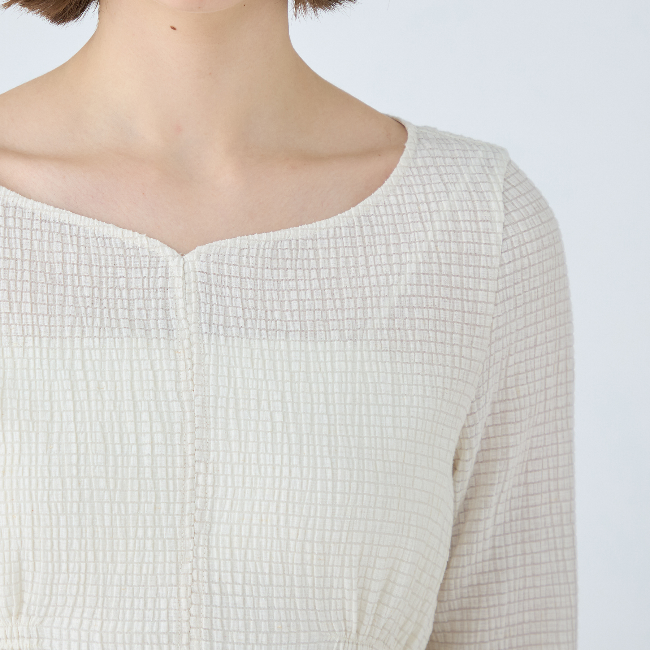 □モザイクジャージー ウエストギャザープルオーバー