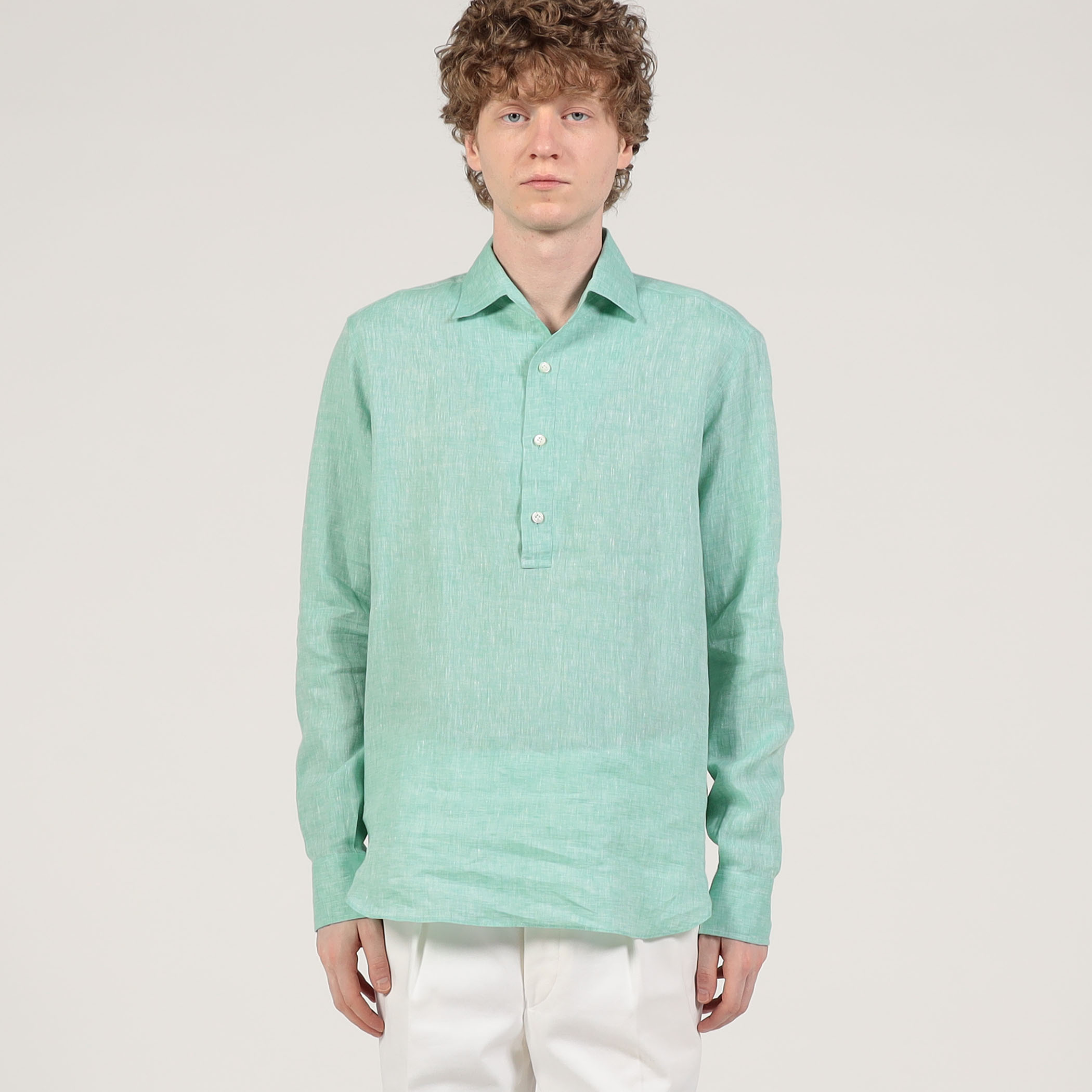 Maria Santangelo リネン ワンピースカラー プルオーバーシャツ