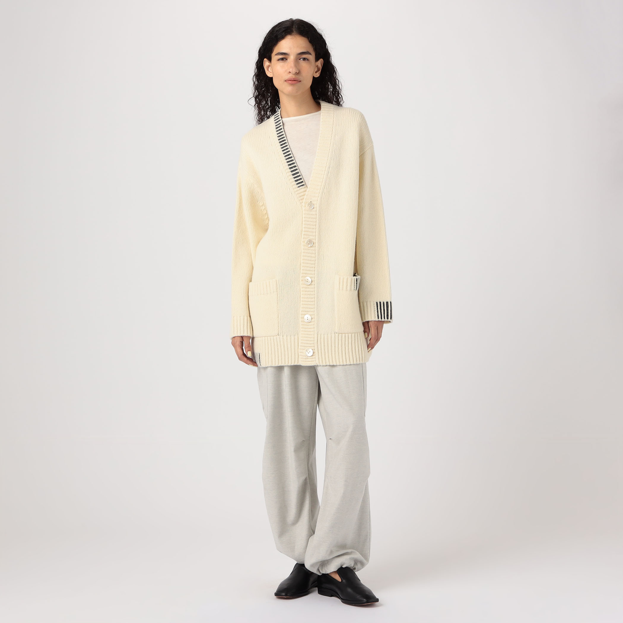 パーシャルストライプ Vネックカーディガン｜トゥモローランド 公式通販