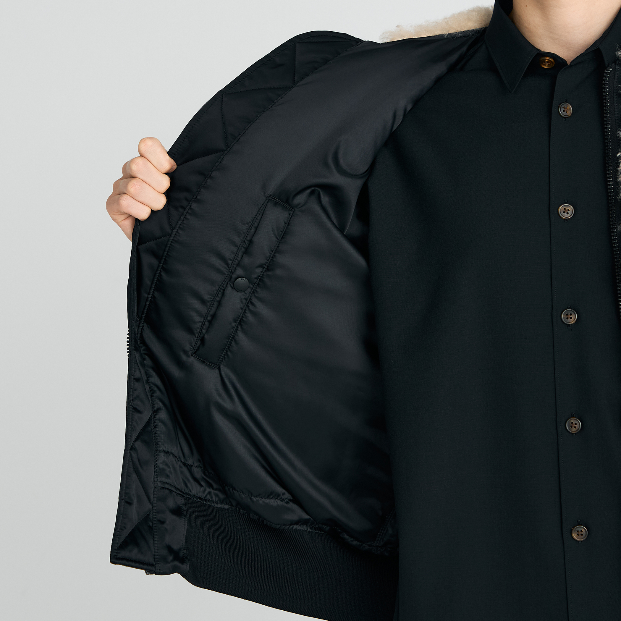 別注】HYKE FAUX SHEARLING TYPE MA-1JACKET｜トゥモローランド 公式通販