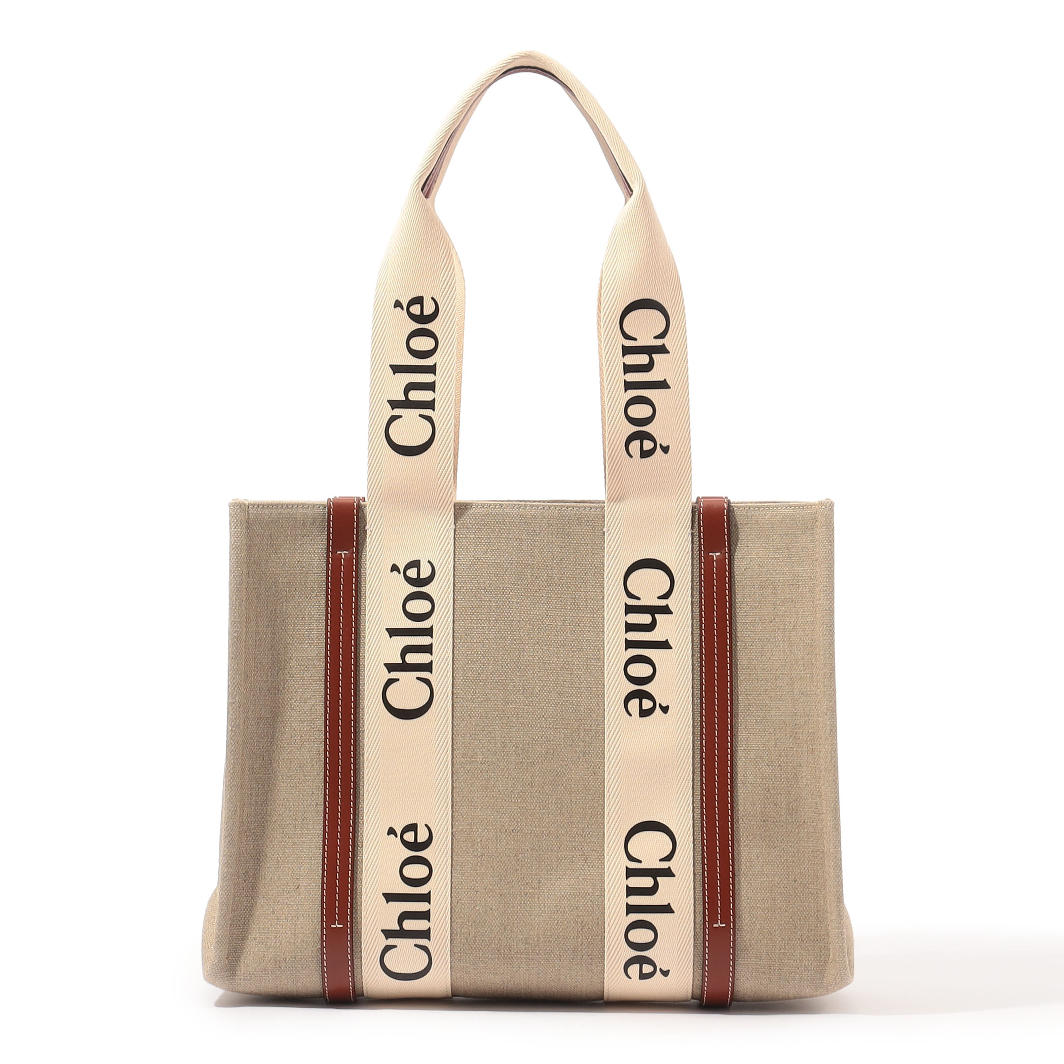 クロエ Chloé トートバッグ WOODY ウッディ ミディアム WH/BR12cm