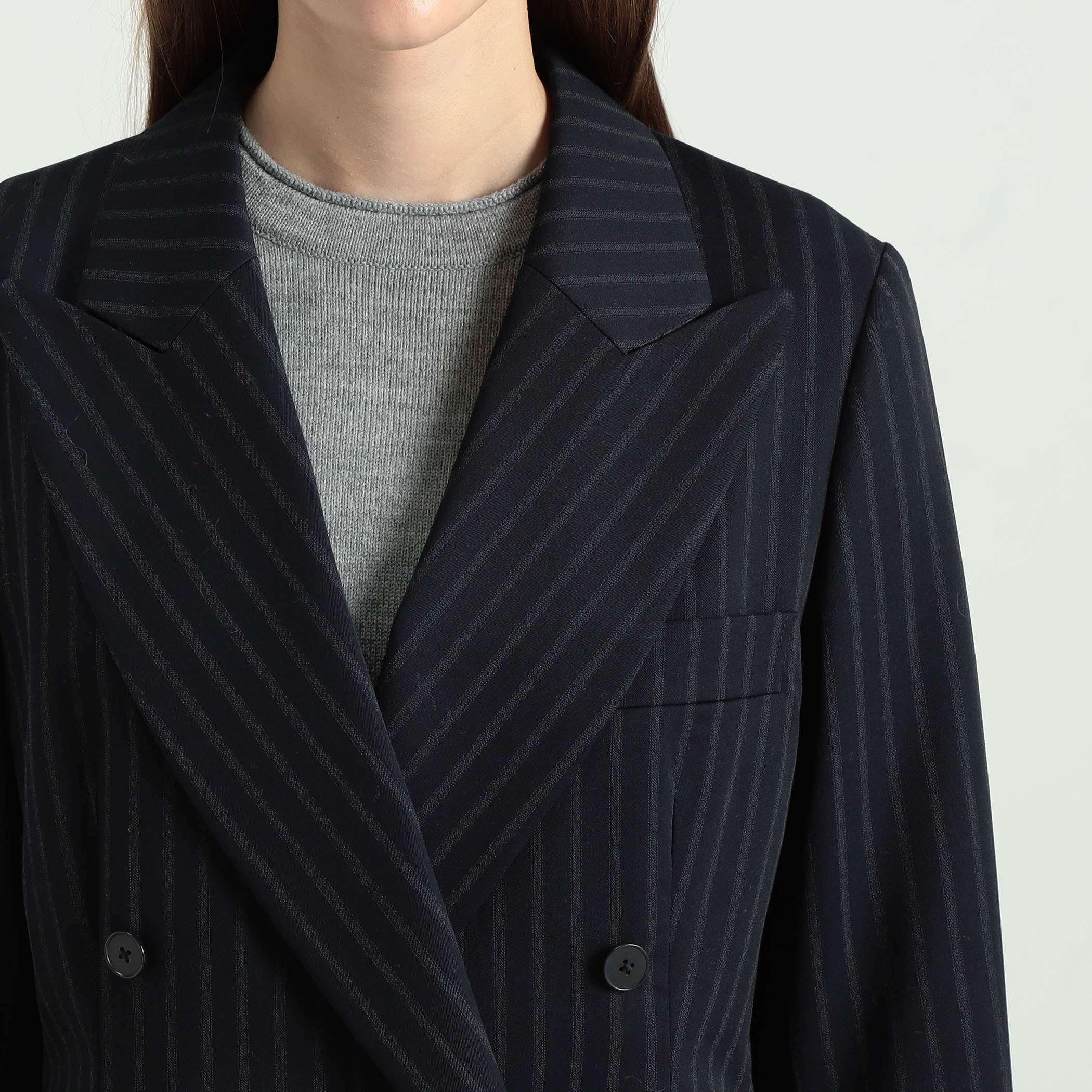 ストライプギャバ ダブルテーラードジャケット