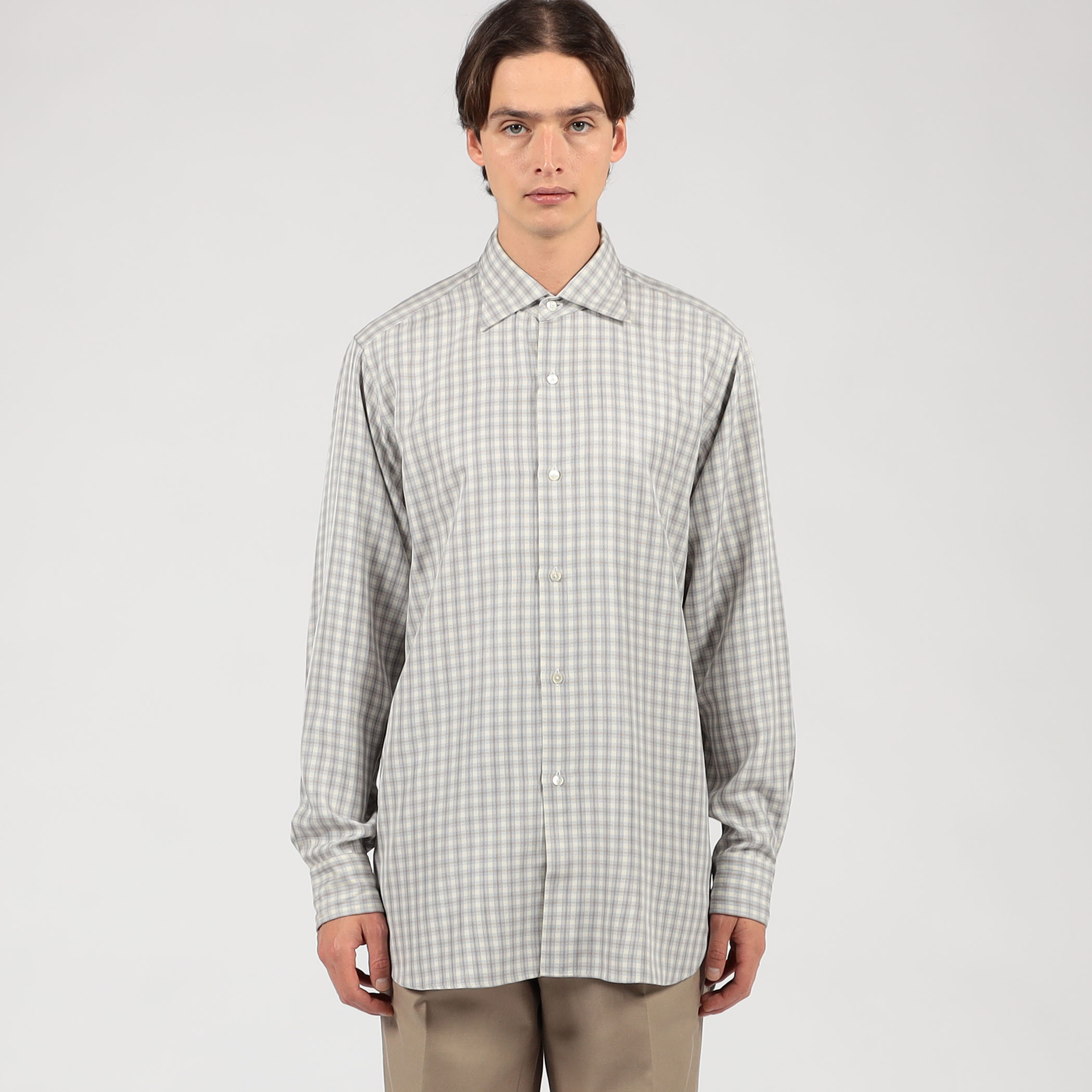 MAATEE&SONS LYAN シルクチェック ロングスリーブシャツ