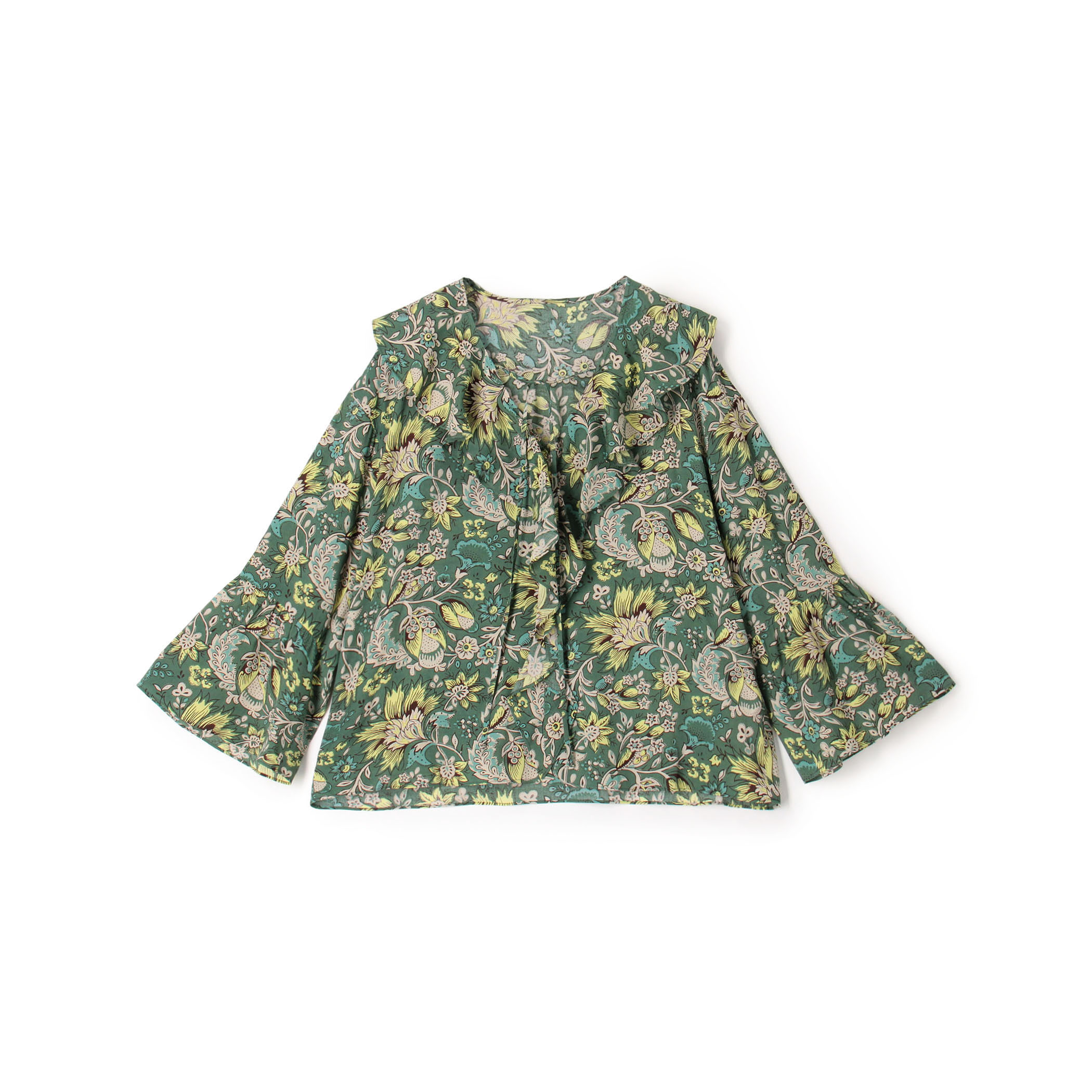 レーヨンプリント フリルブラウス