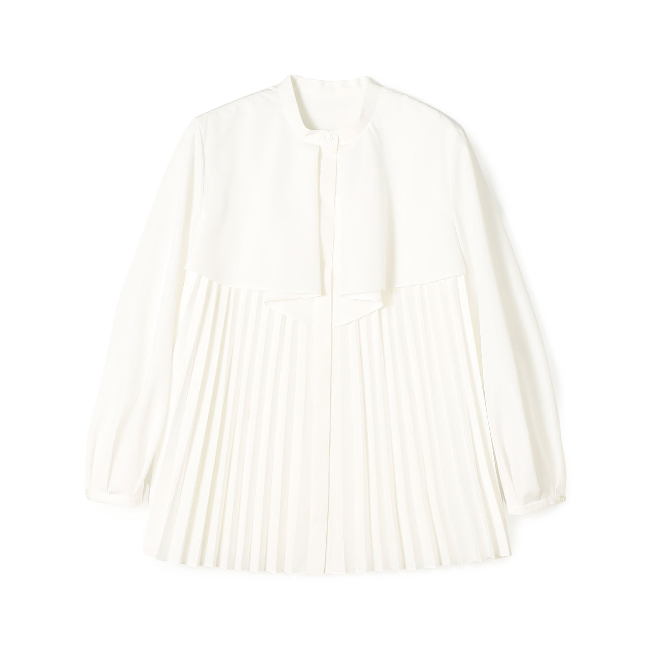 プリーツコンビ フロントドレープブラウス