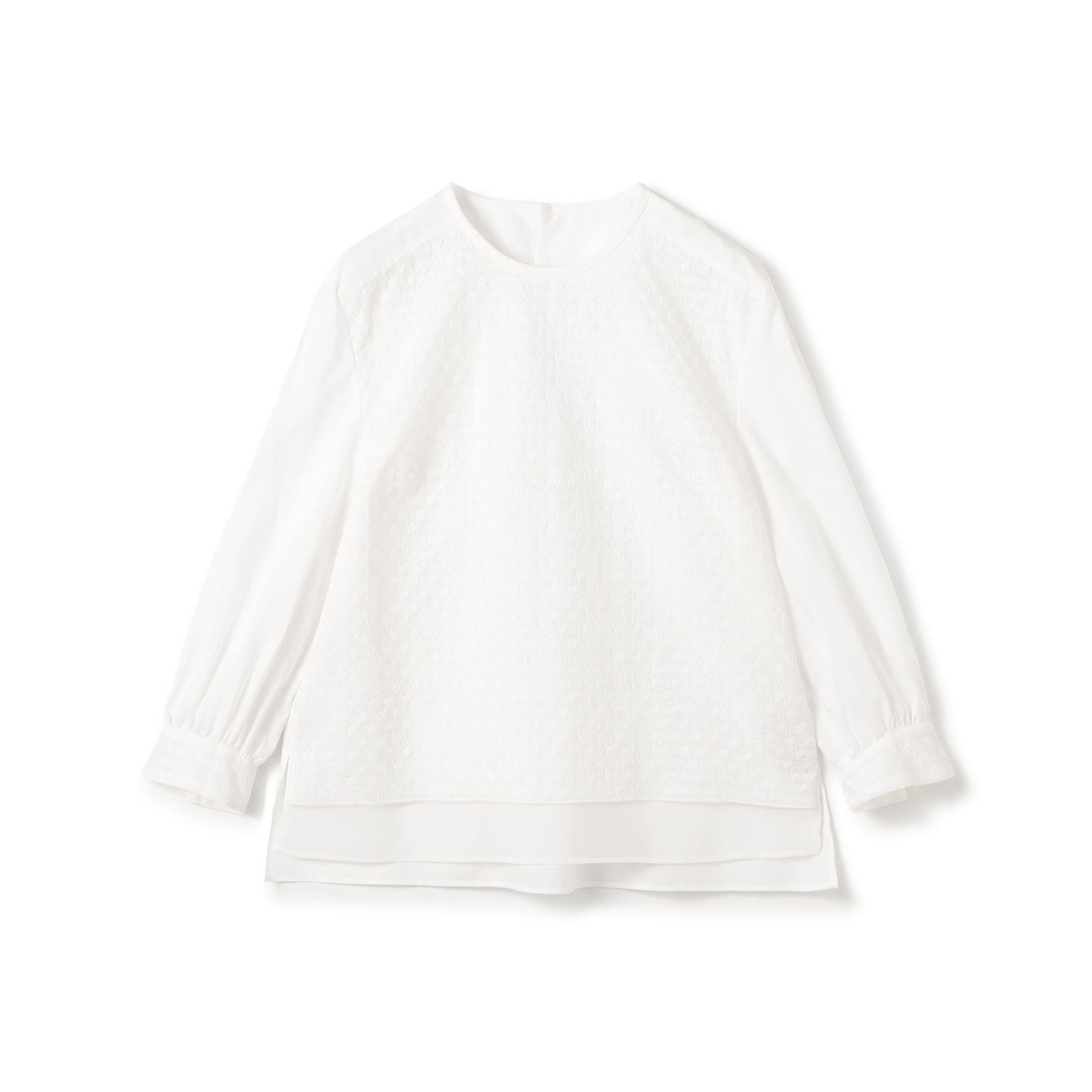 リーフエンブロイダリー コンビプルオーバーブラウス