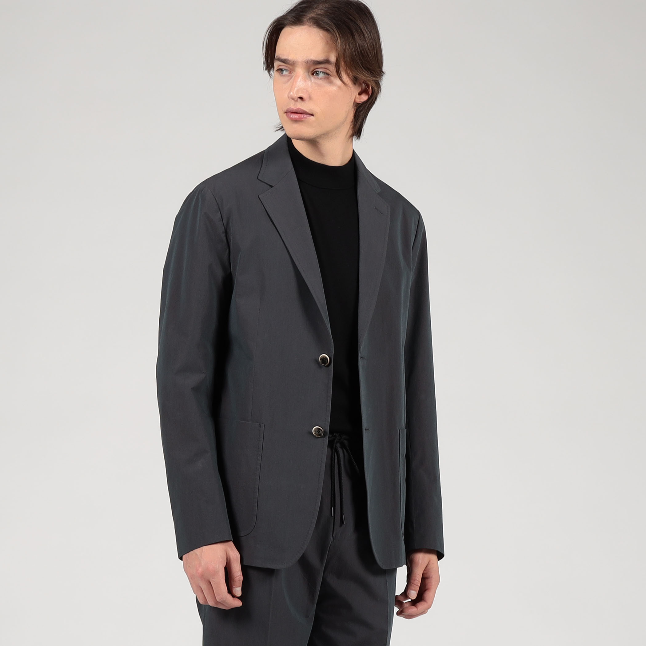 コットンナイロンシャンブレー シングルブレステッド 2Bジャケット