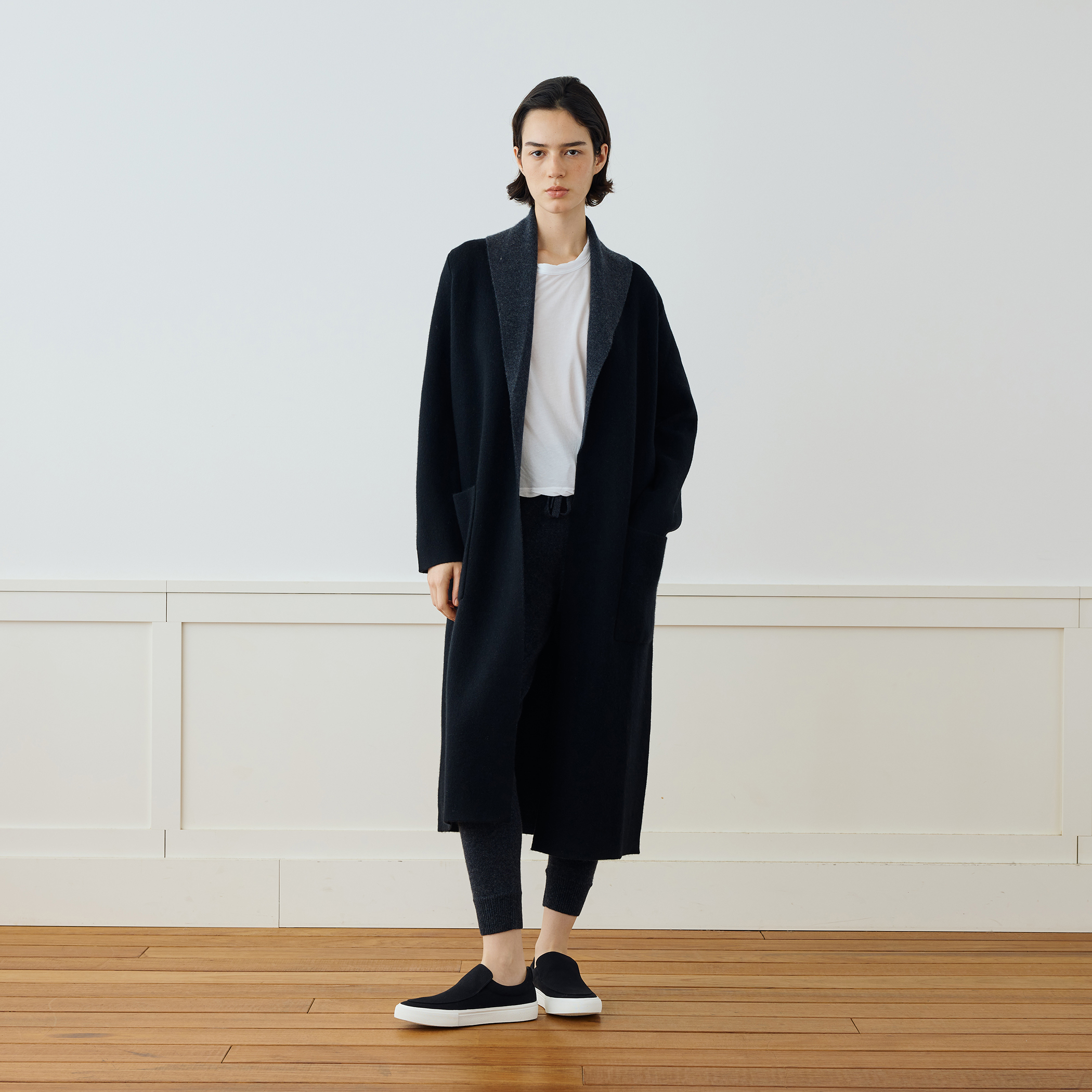 AD2022 22AW ノマド期 ウールロングショールカラーコート 黒 AD2022 22AW ノマド期 ウールロングショールカラーコート 黒 【公式通販】