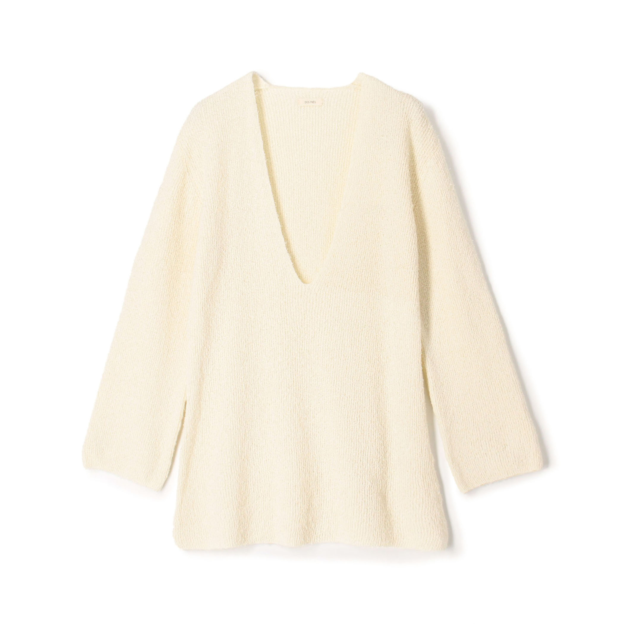 カールヤーンニット Vネックチュニックプルオーバー