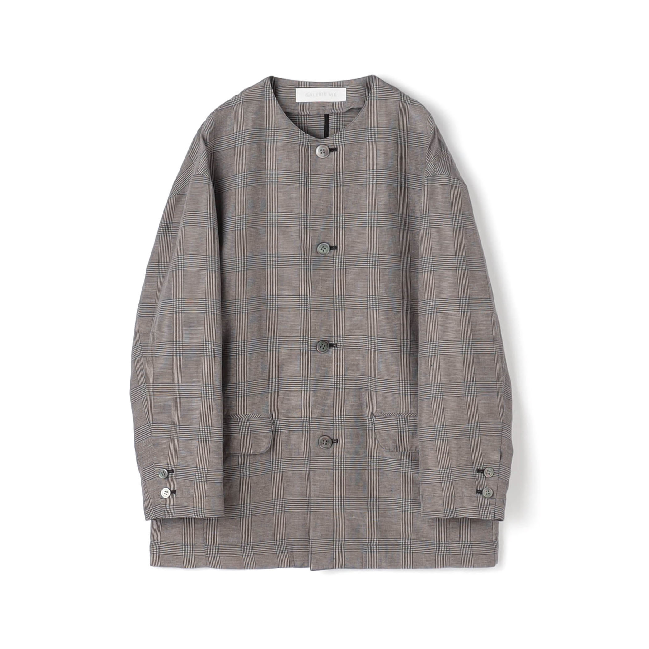 リネンキュプラシルクコンパクト ノーカラージャケット