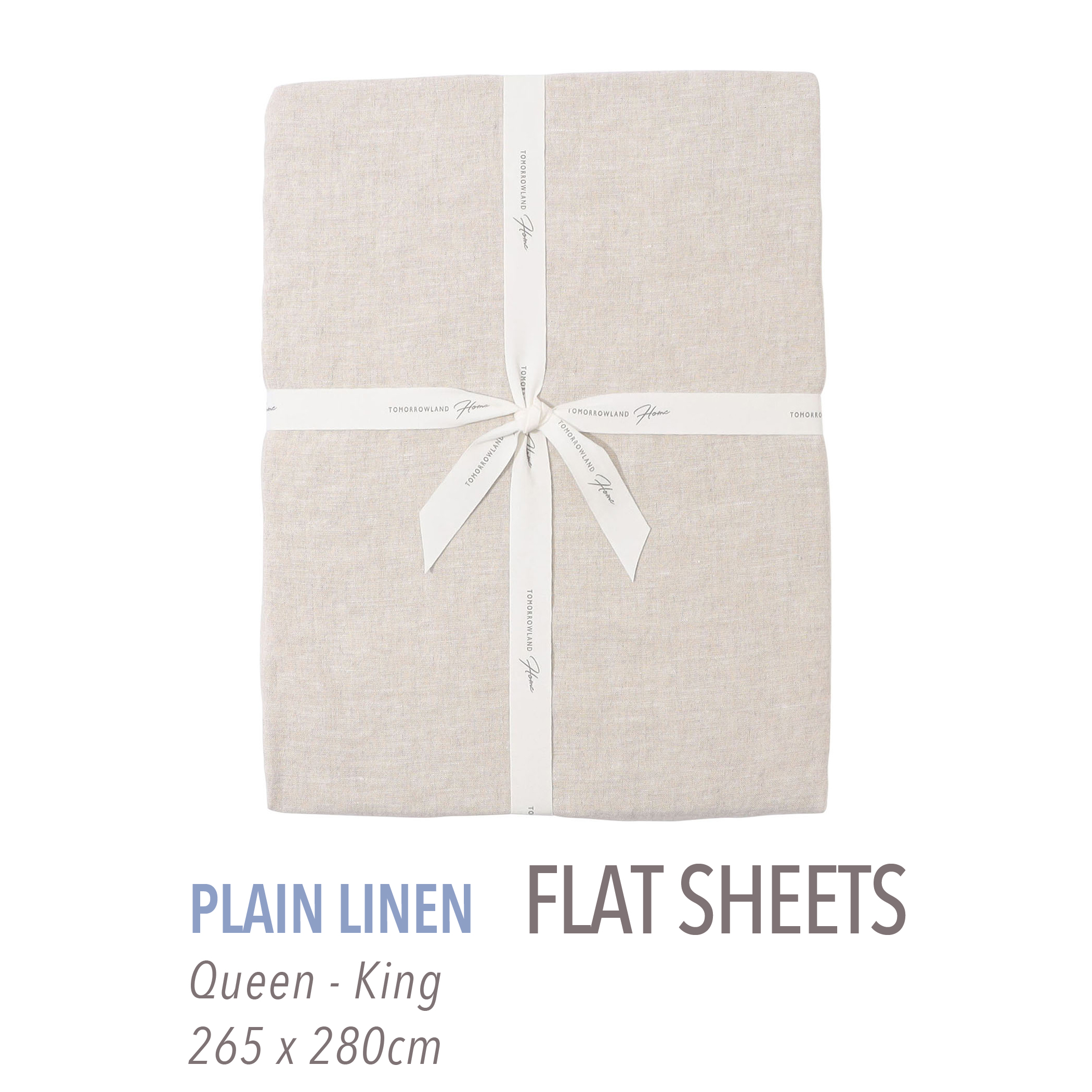 プレーンリネン フラットシーツ（クイーン～キング）