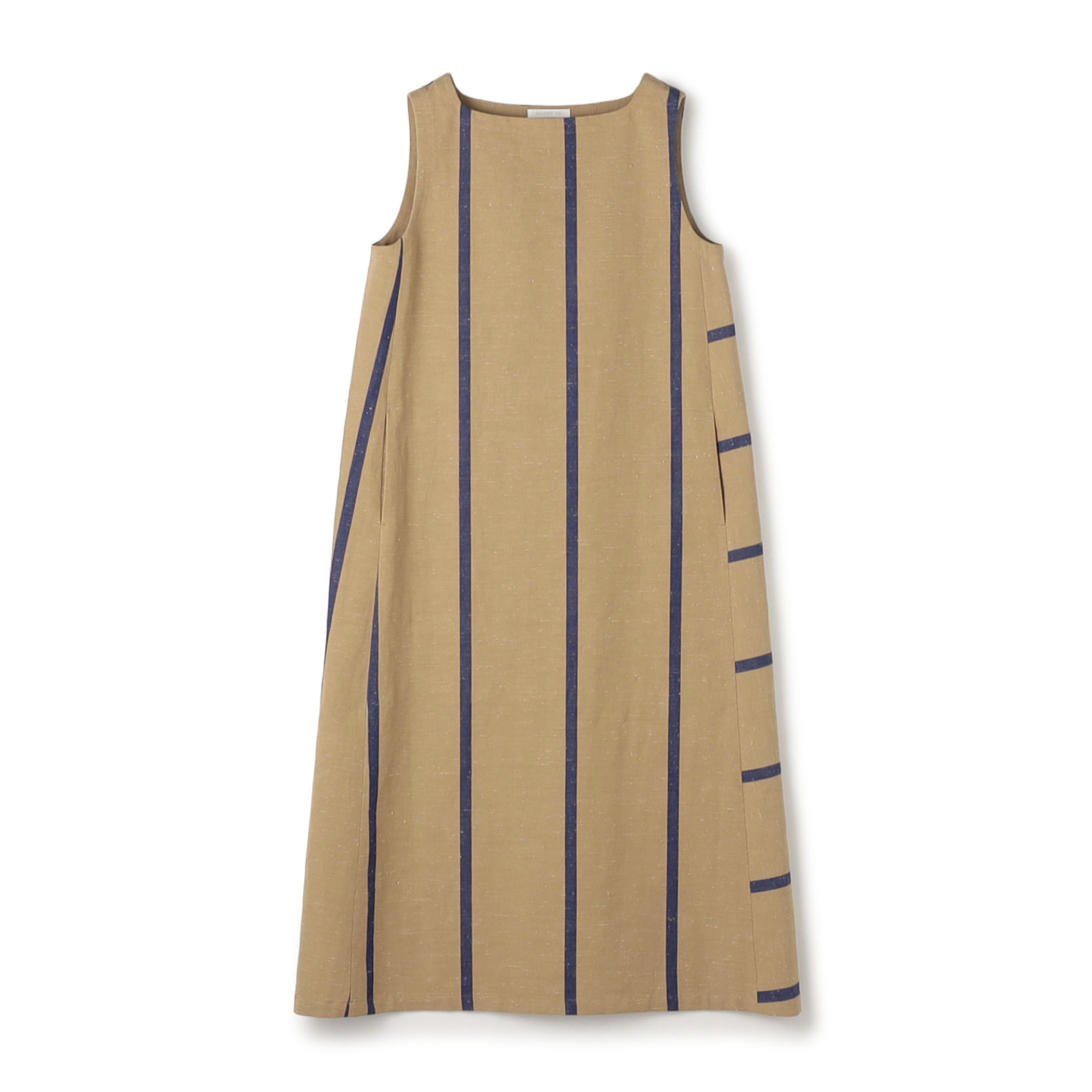 リネンコットンストライプ Aラインワンピース