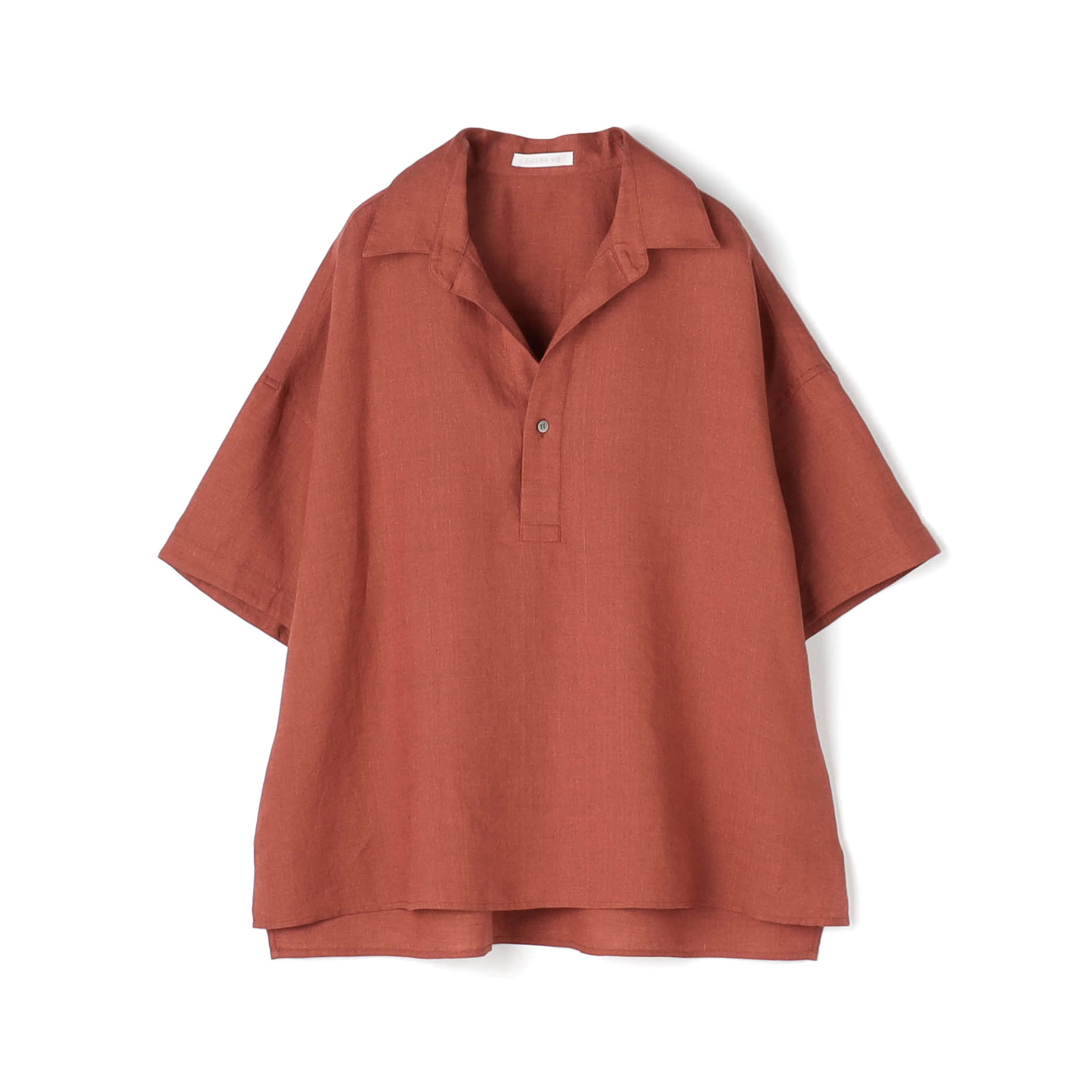 リネンポプリン ポロカラーブラウス