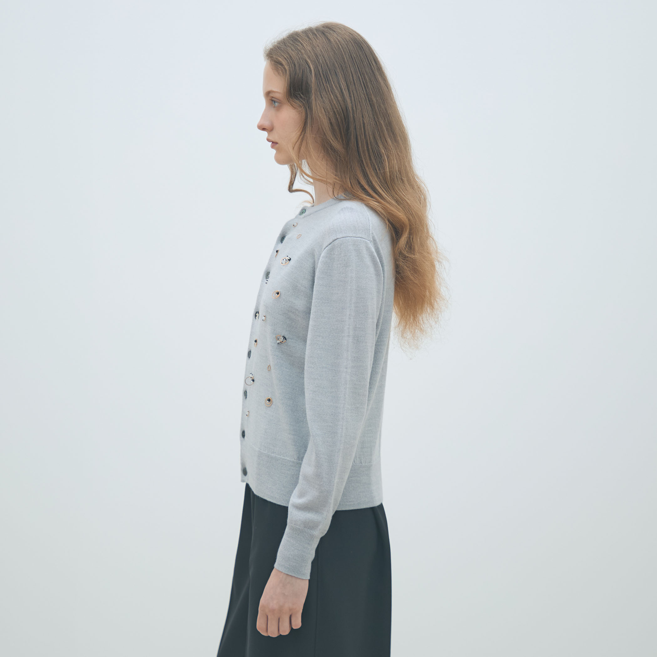 ウールビジュー クルーネックカーディガン｜トゥモローランド 公式通販