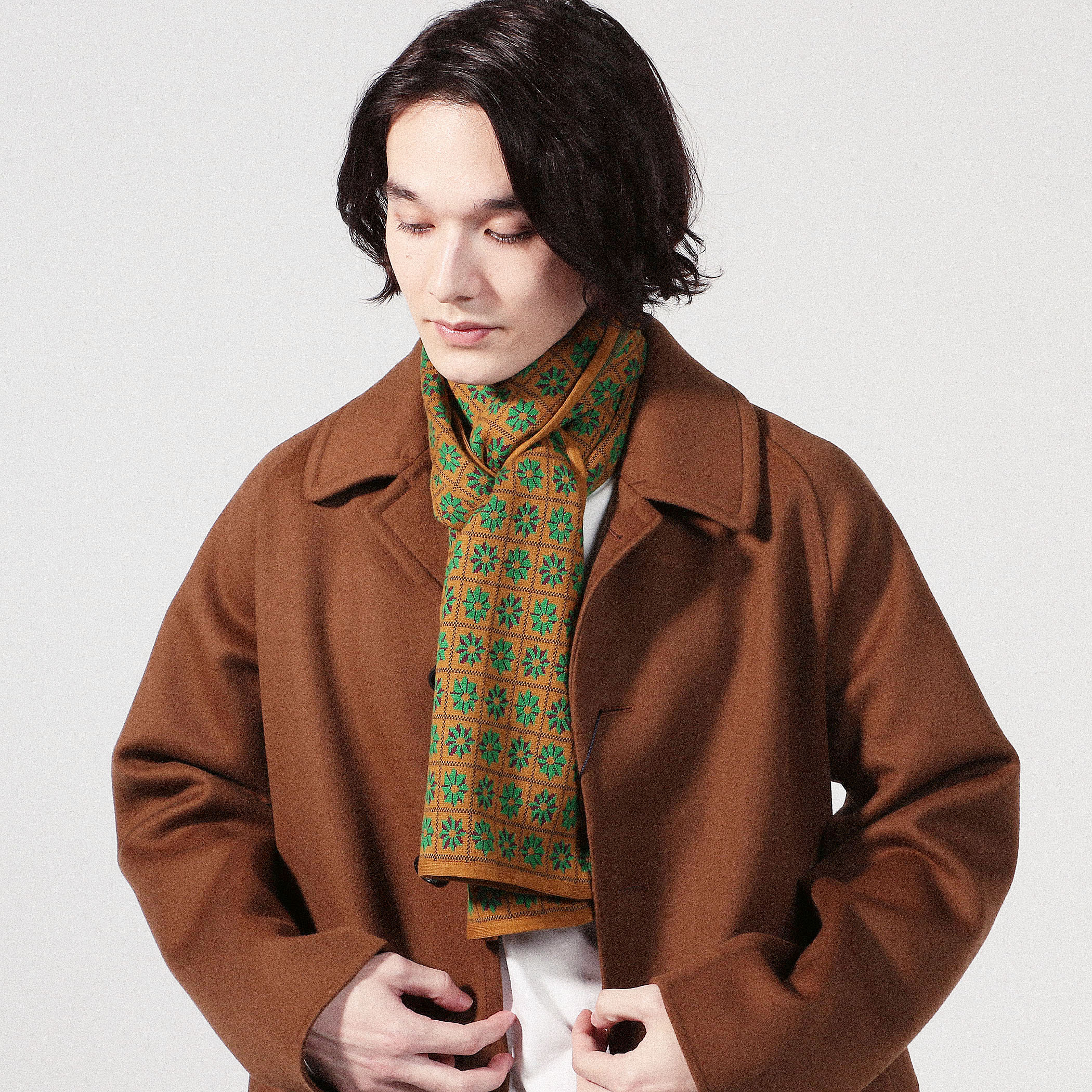 CABaN コットンカシミヤ チェックジャカードストール トゥモローランド □CABaN コットンカシミヤ チェックジャカードストール