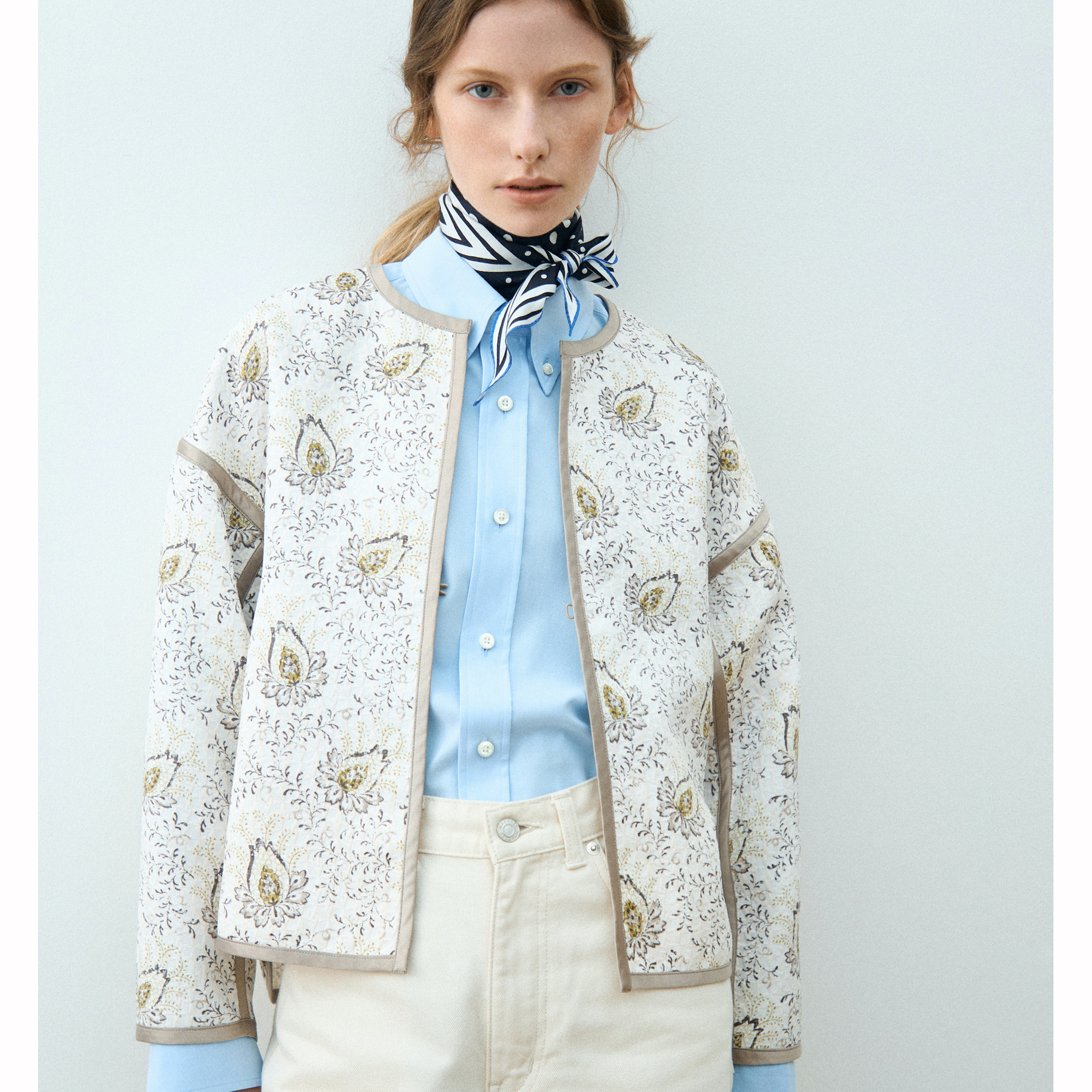 ポリエステルプリント クルーネックブルゾン