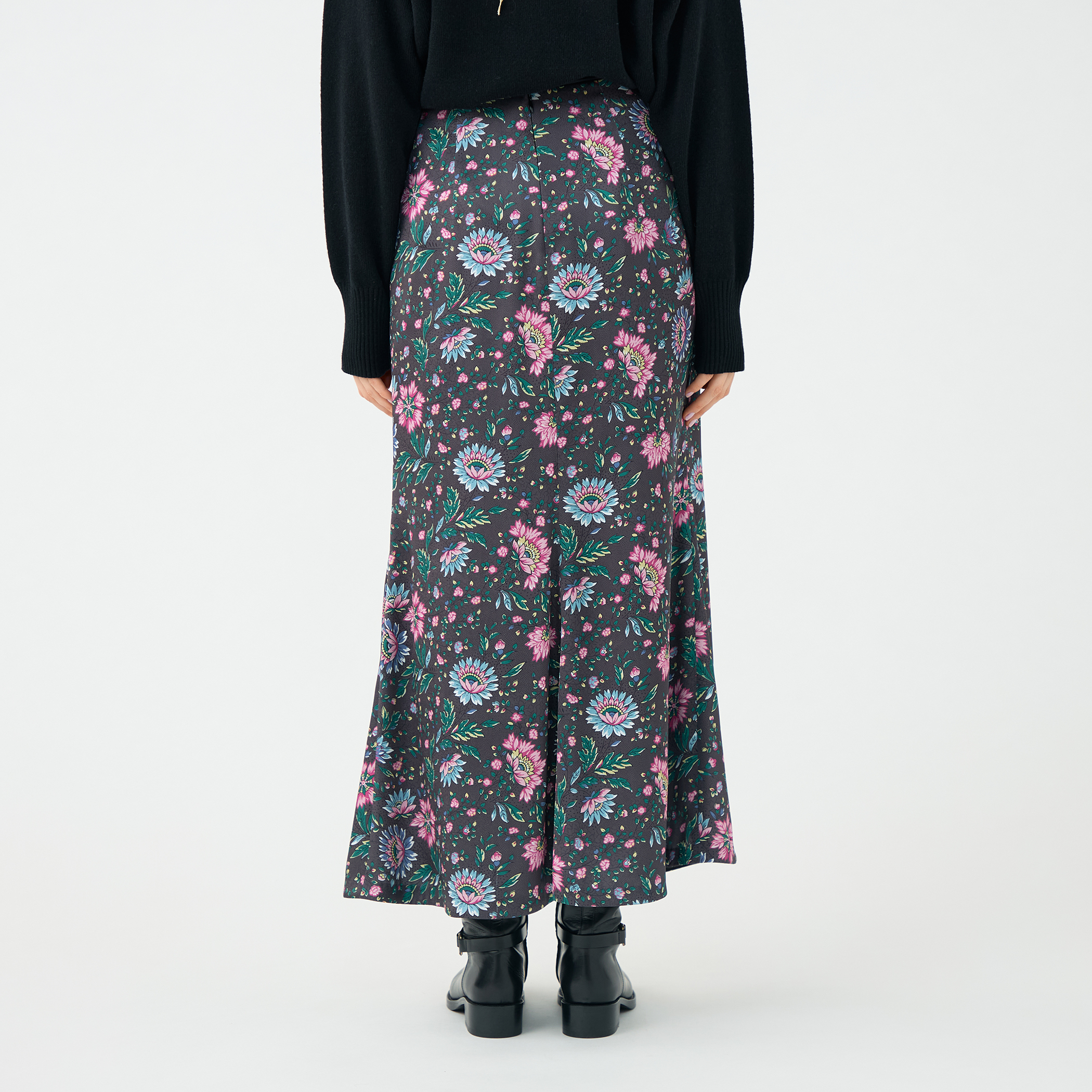 ポリエステルサテンプリント ソフトマーメイドスカート