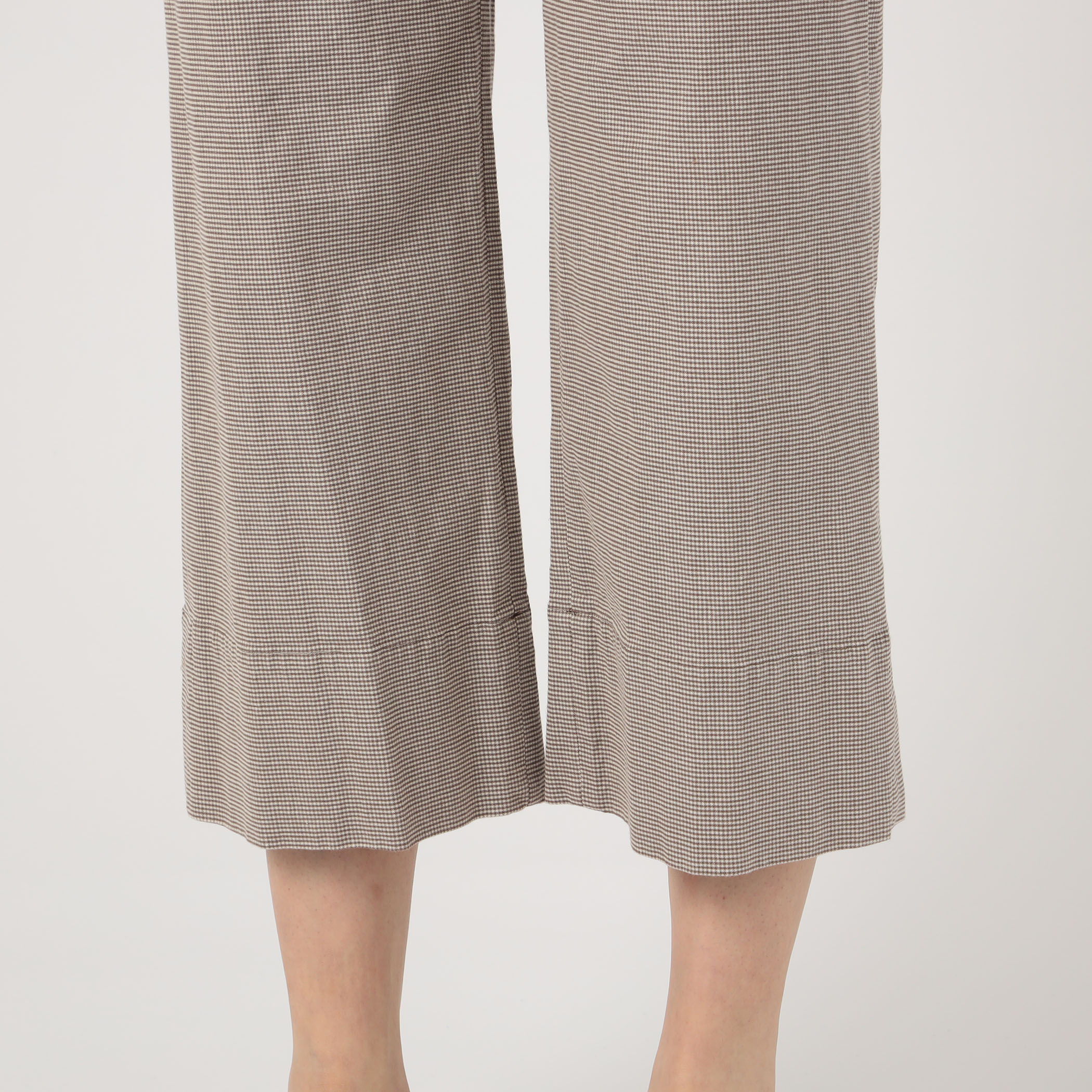 コットンリネンストレッチ セミワイドクロップドパンツ