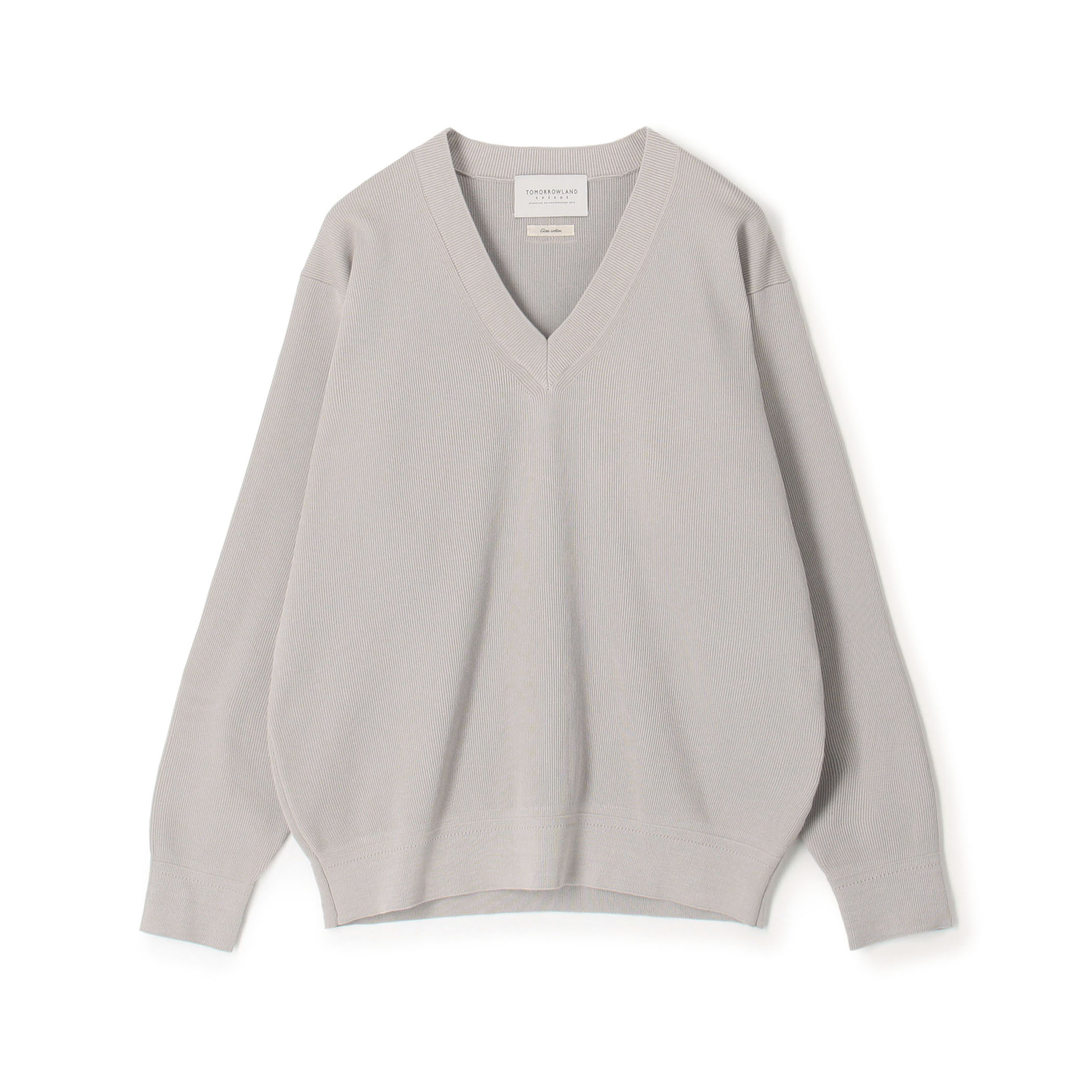 TOMORROWLAND tricot コットンポリエステルプレーティング  Vネックニット