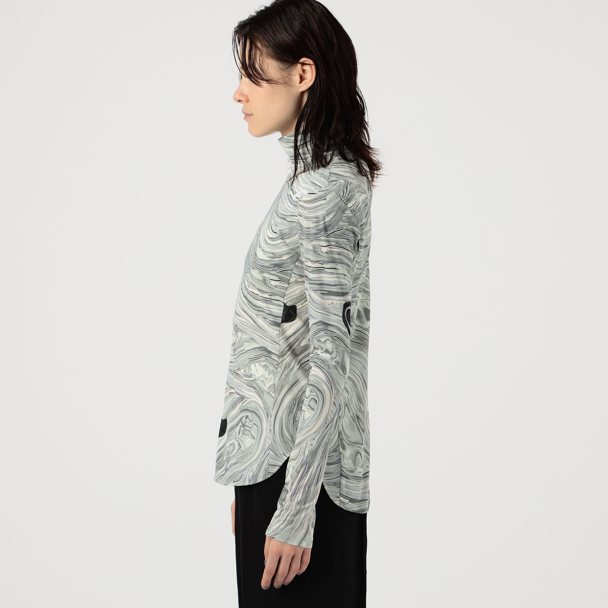 Mame Kurogouchi Marble Print Jersey High Neck Top