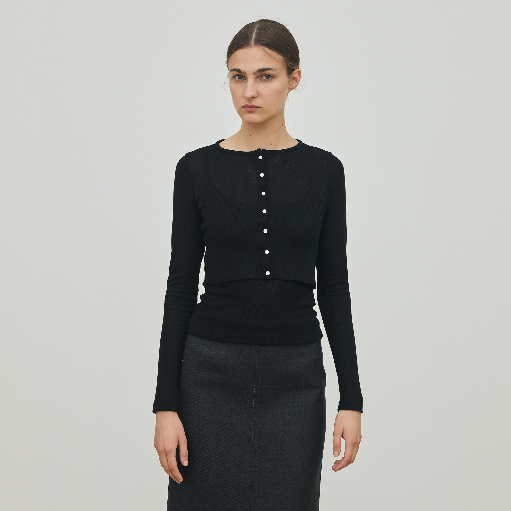 MARK&LONA カーディガン⭐︎ブラック38 NZ LAMBS Vネックカーディガン（カーディガン/ボレロ）｜MACPHEE