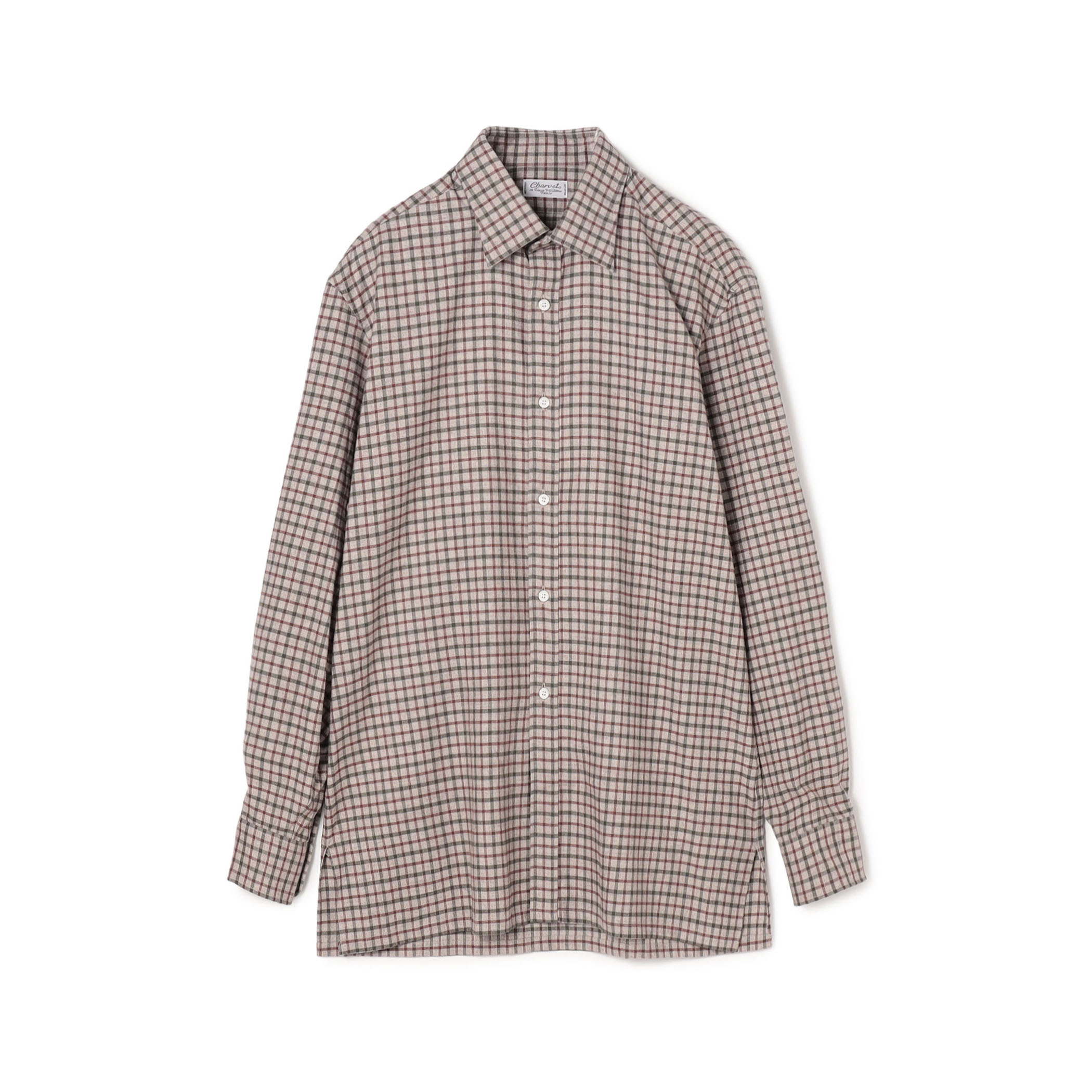 Charvet コットンネル セミワイドカラーシャツ