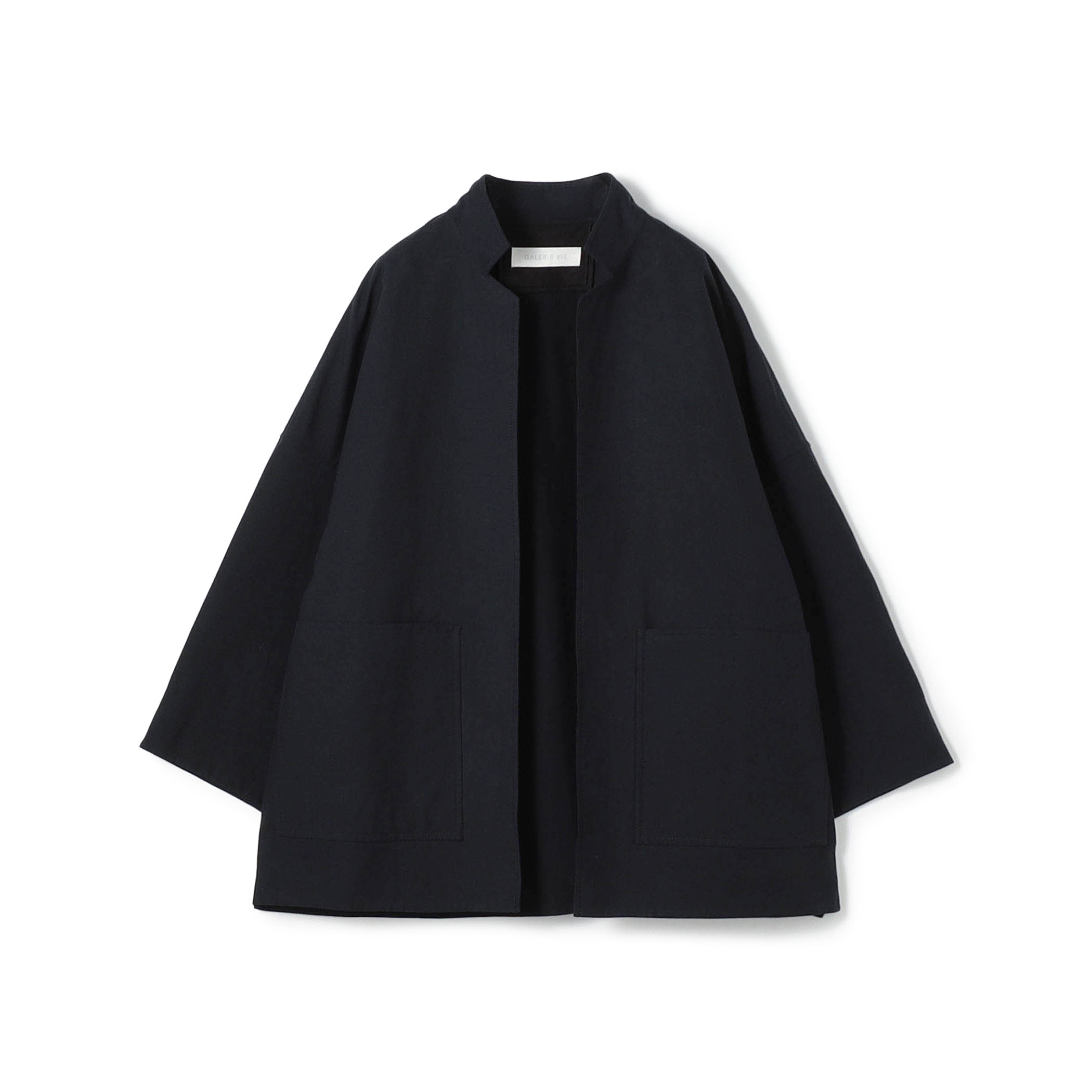 コットンダブルフェイス フロントオープンショートコート