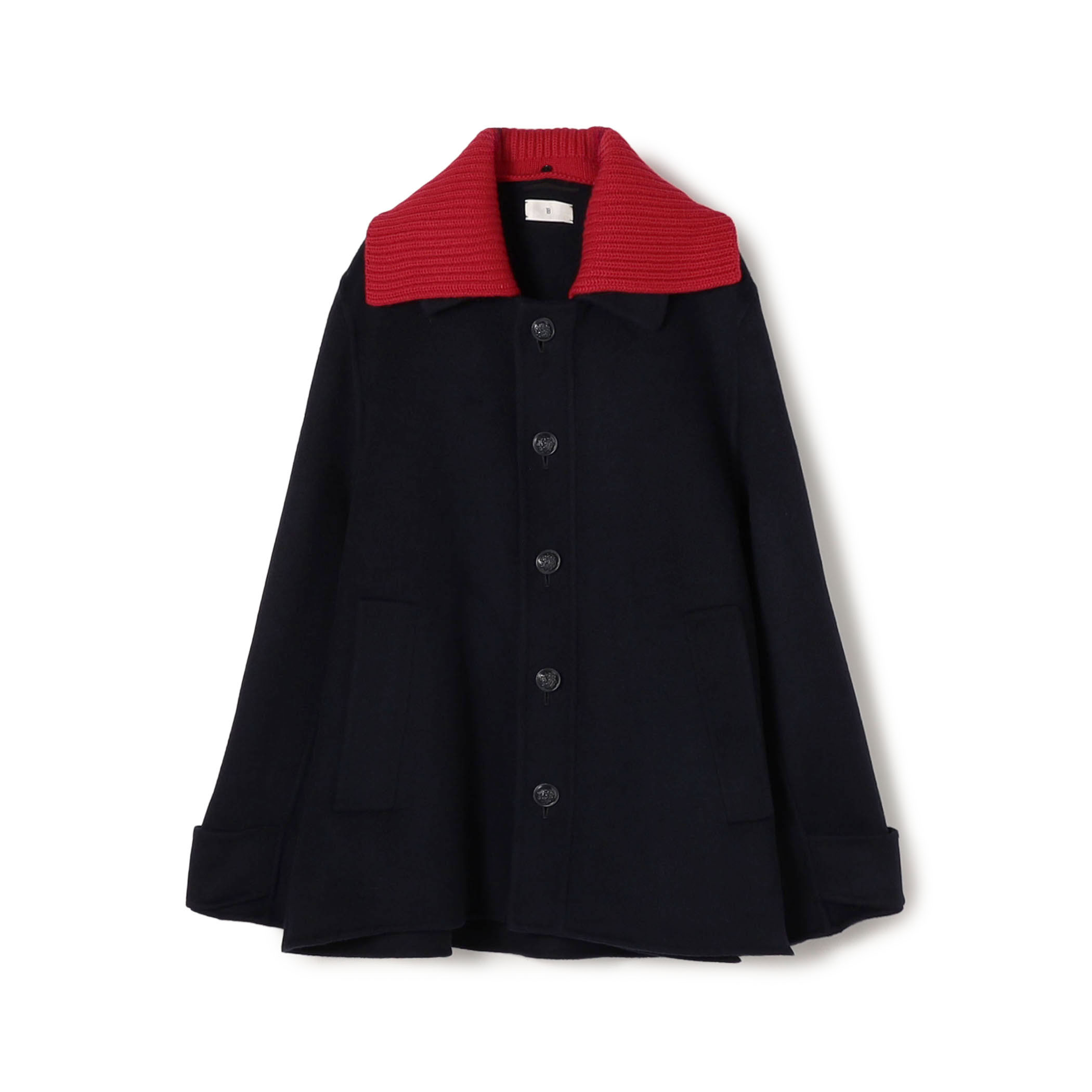 カシミヤダブルフェイス ニットカラーショートコート