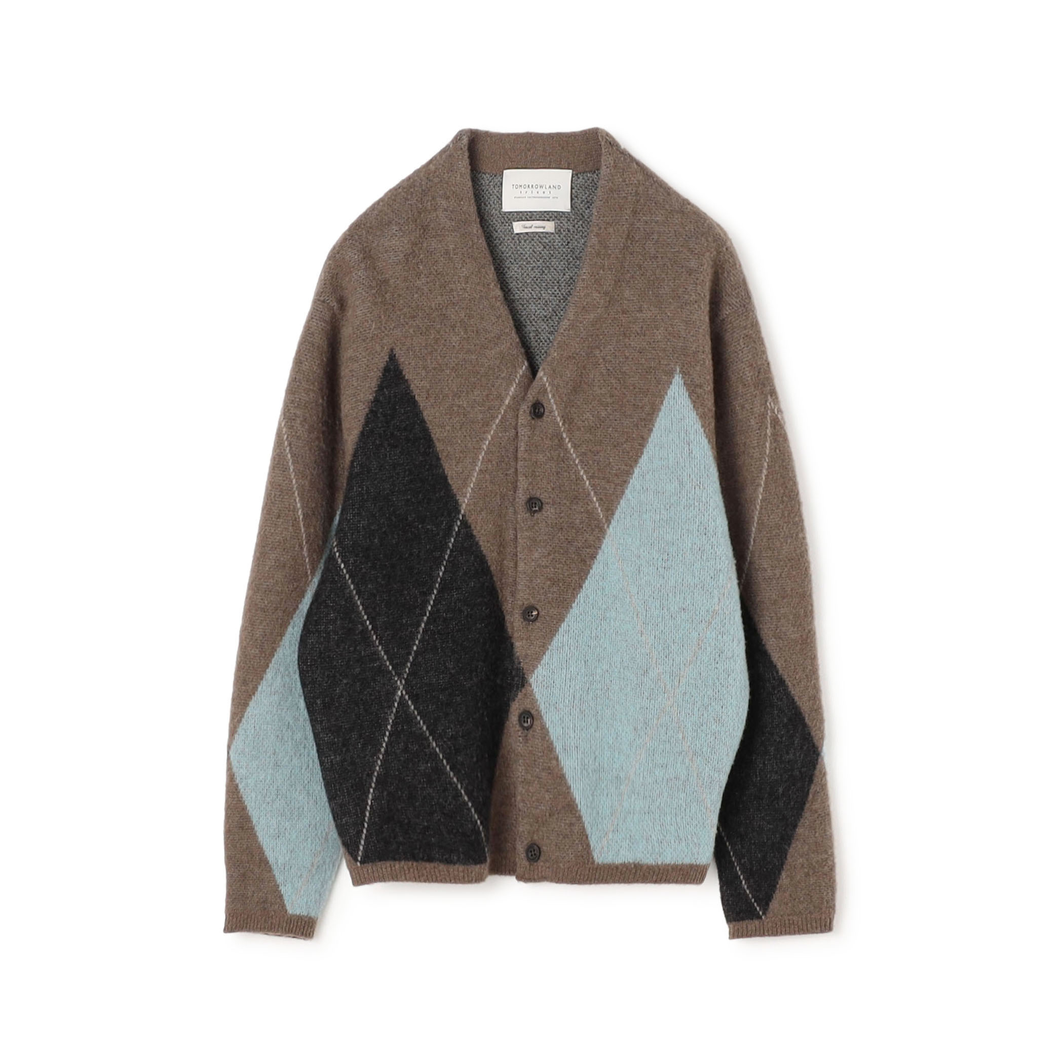 【WEB先行予約】TOMORROWLAND tricot メリノウール チーゼル起毛 アーガイルカーディガン