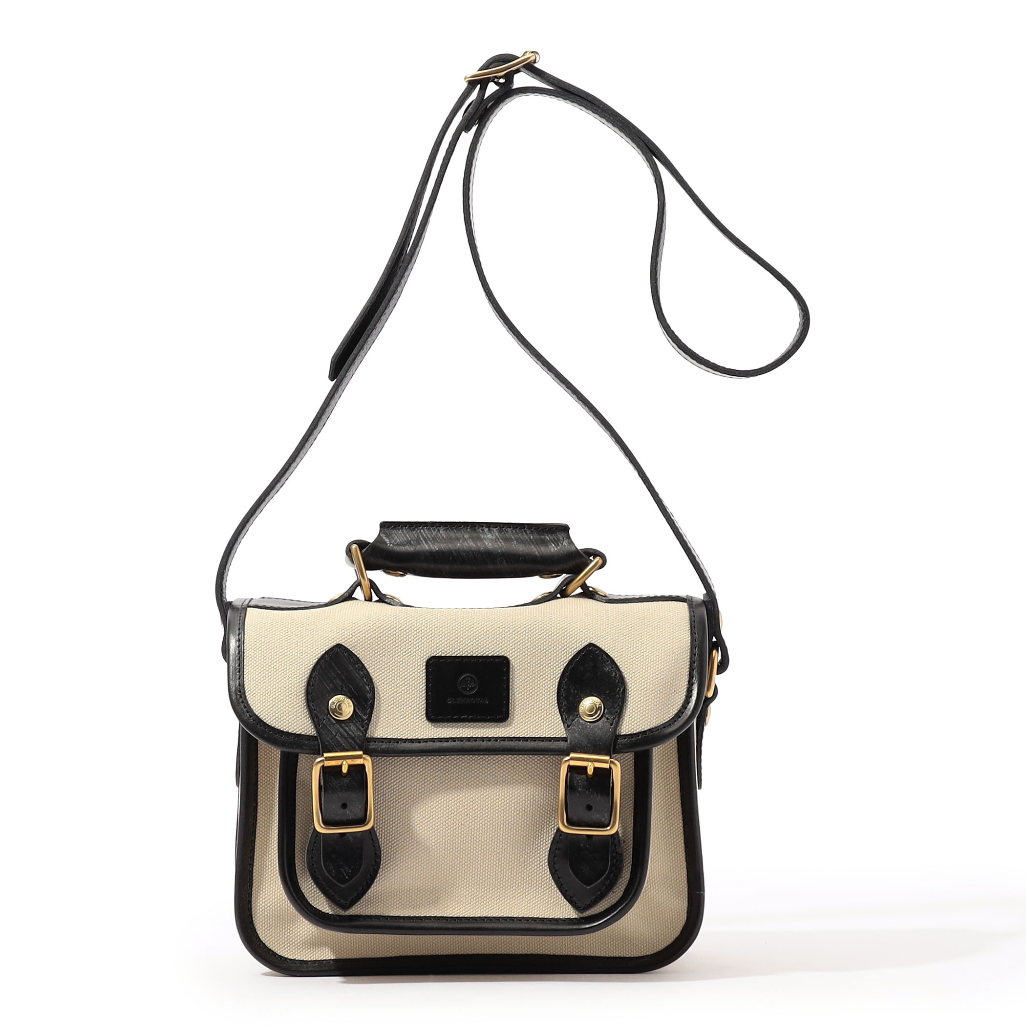 GLENROYAL ブライドルレザー&times;キャンバス サッチェルバッグ