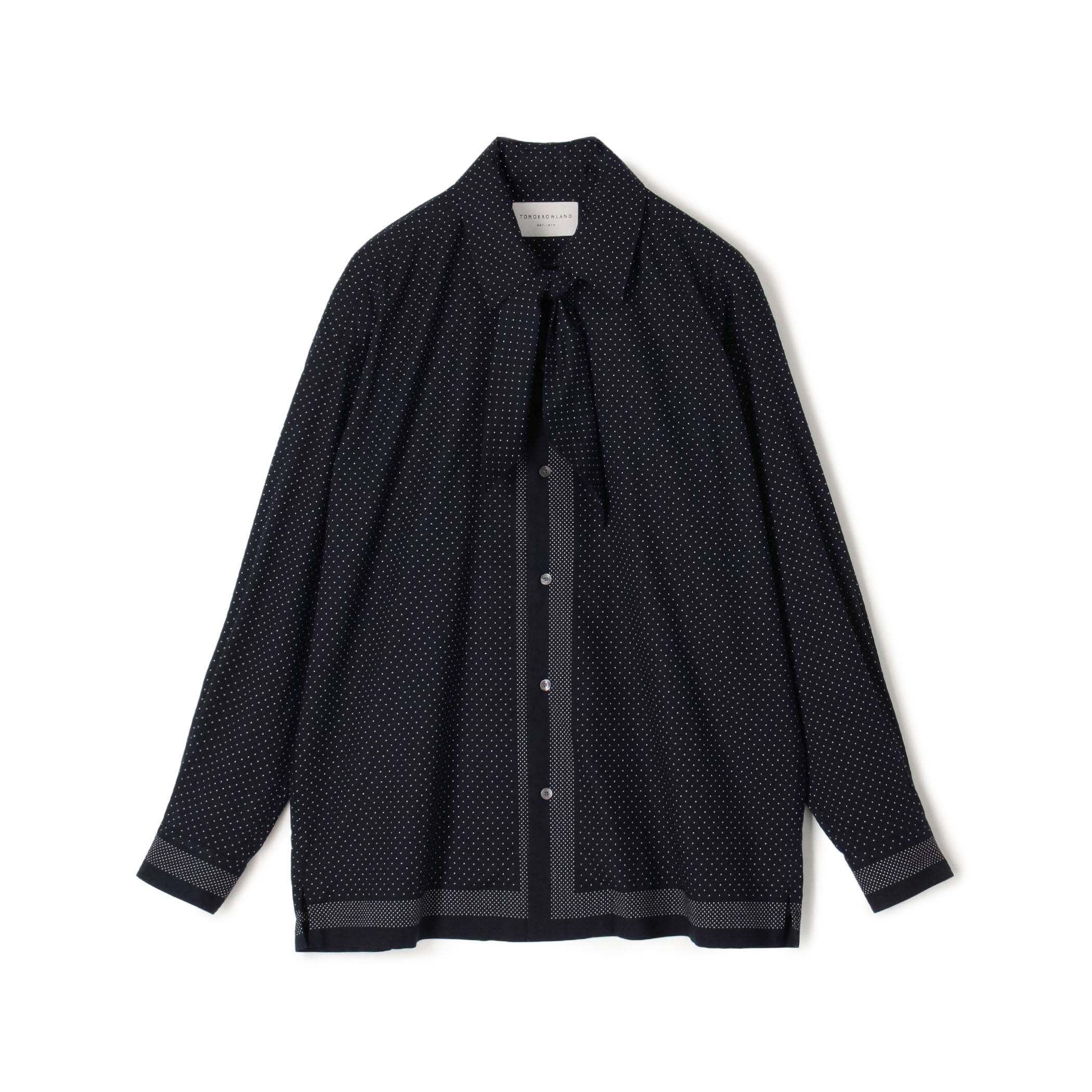 コットンレーヨン スカーフプリント ロングスリーブシャツ