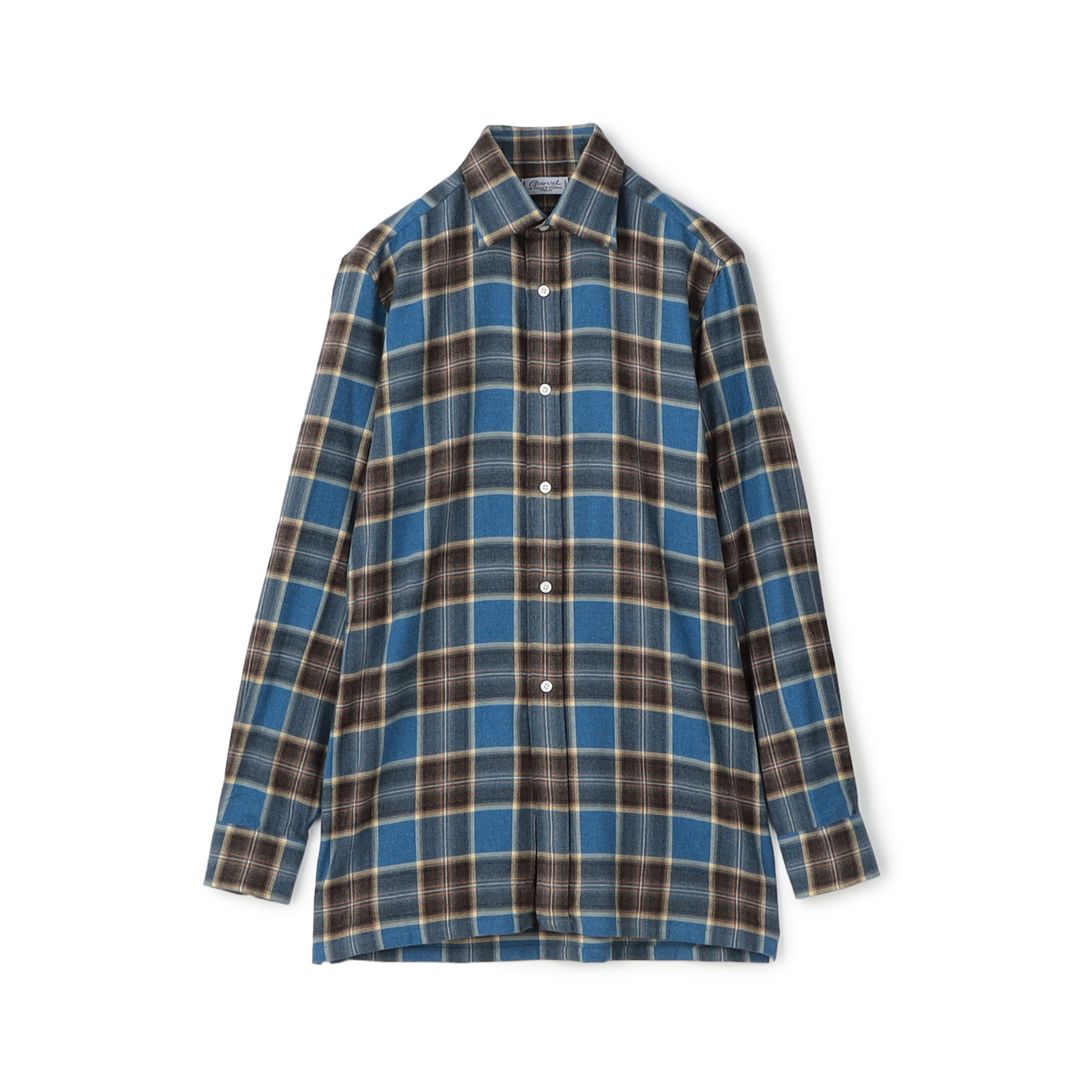 Charvet コットンネル セミワイドカラーシャツ