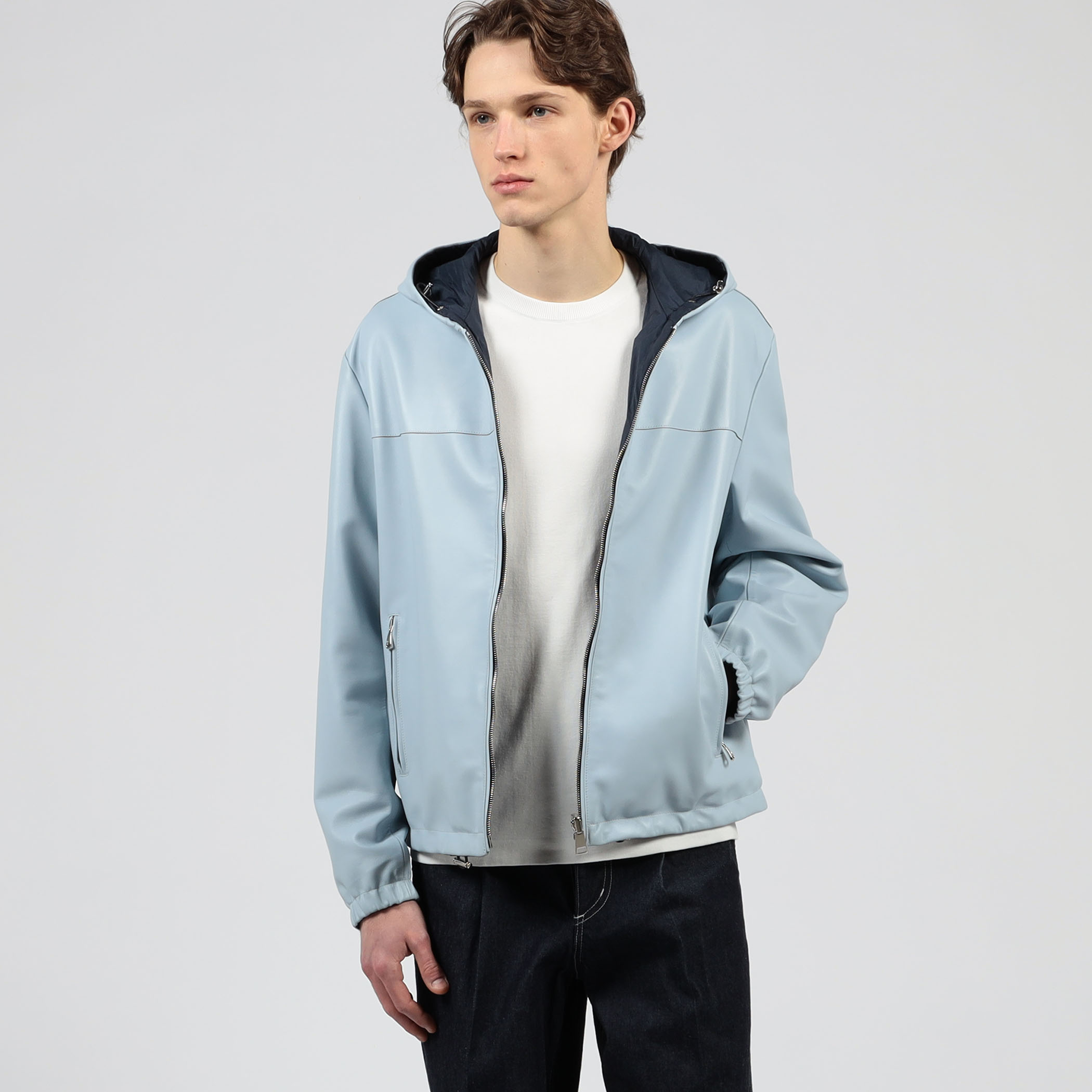別注】EMMETI LUCA ラムレザー リバーシブルフーデッドブルゾン 