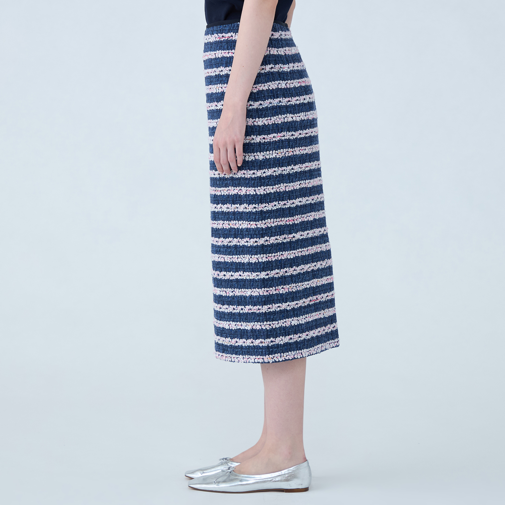 フルールボーダー タイトストレートスカート｜トゥモローランド