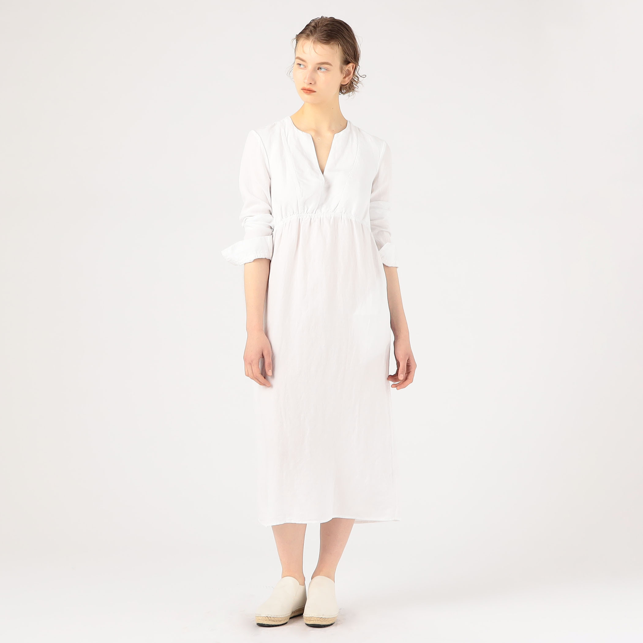 セルロースリネン エンパイアワンピース WTLS6714｜トゥモローランド