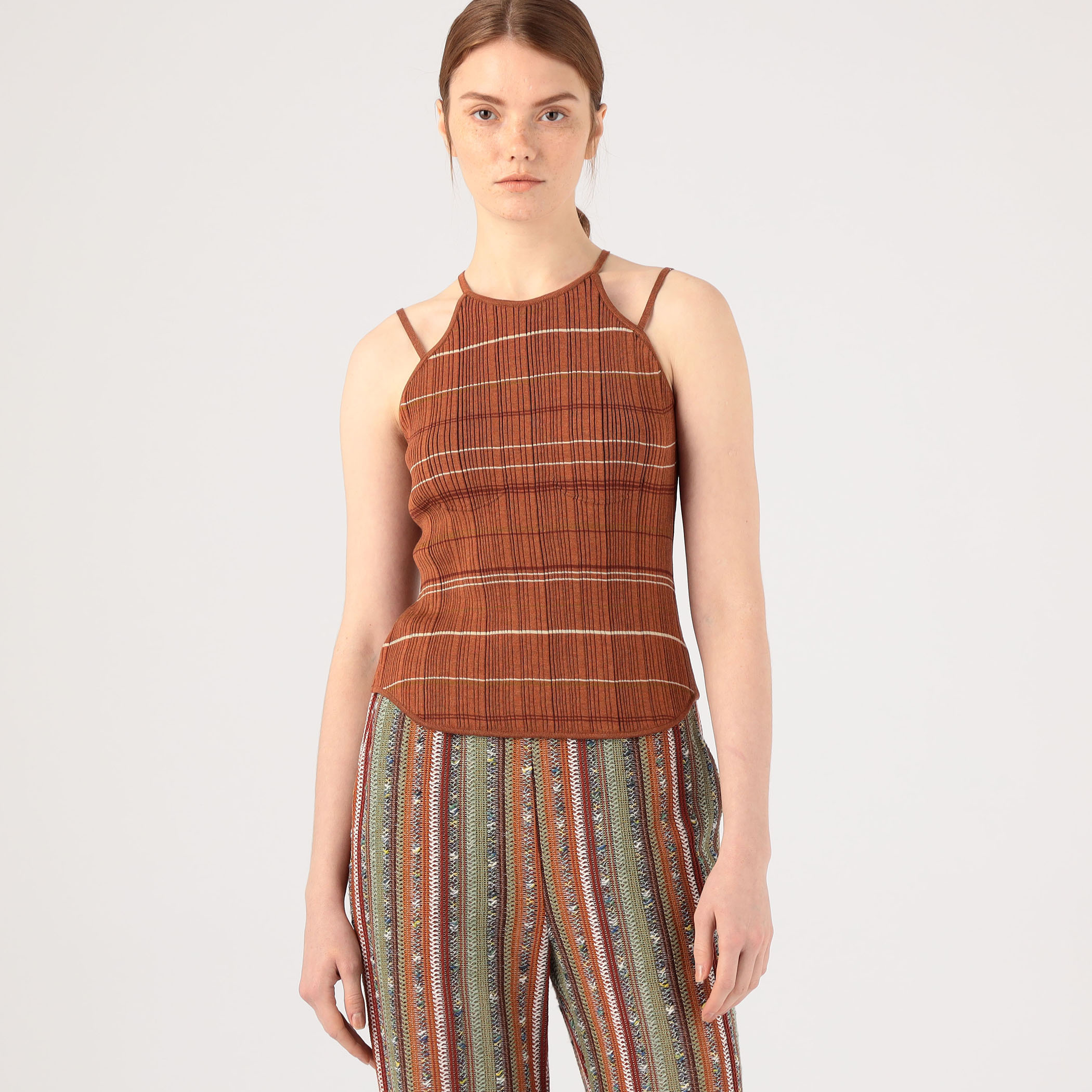 Mame Random Ribbed Plaid Knitted Top | www.innoveering.net