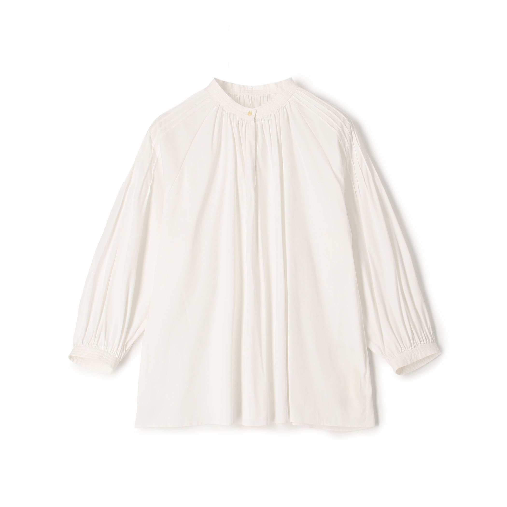 ストレッチブロード ピンタックスリーブブラウス