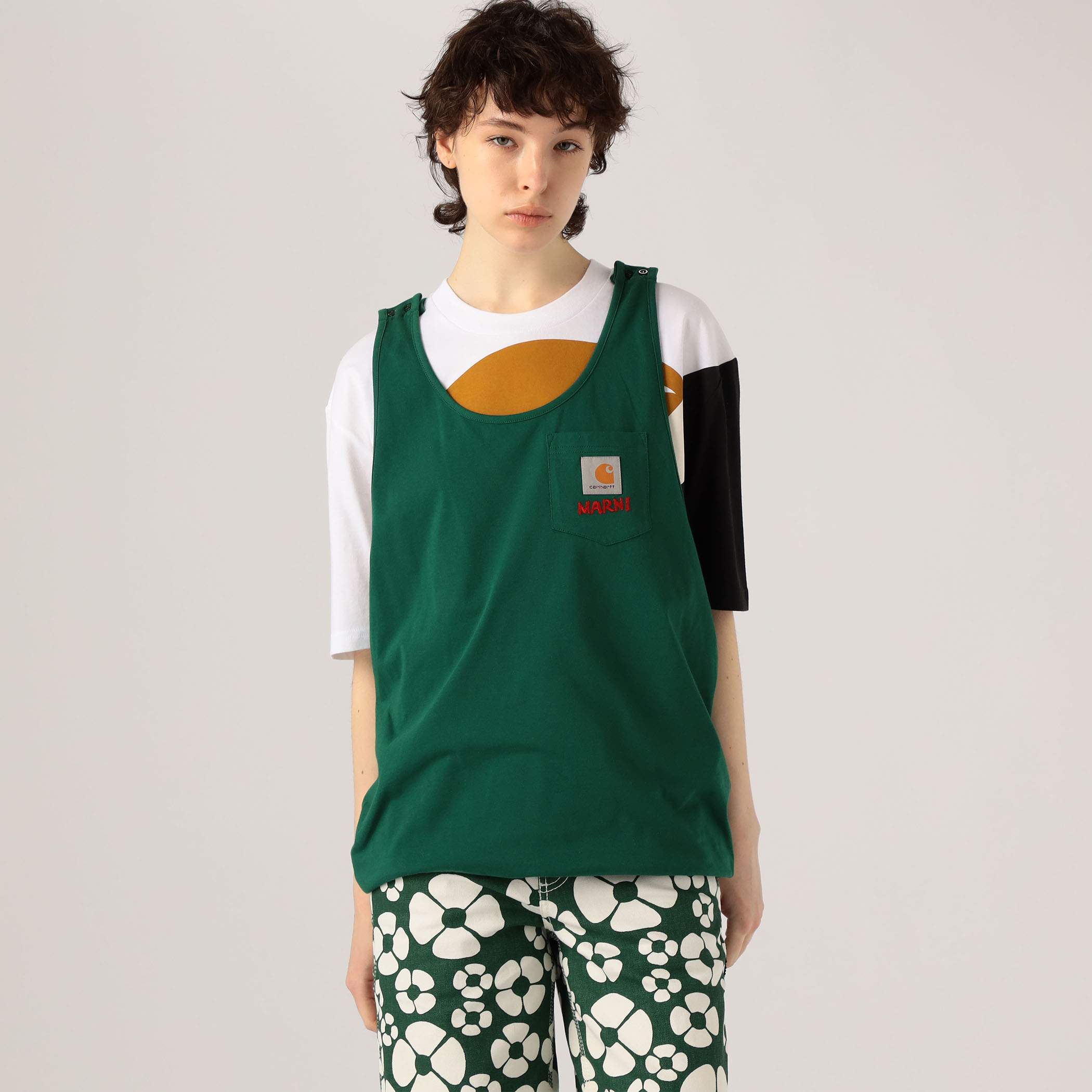 MARNI×Carhartt WIP コットン ベストレイヤードTシャツ