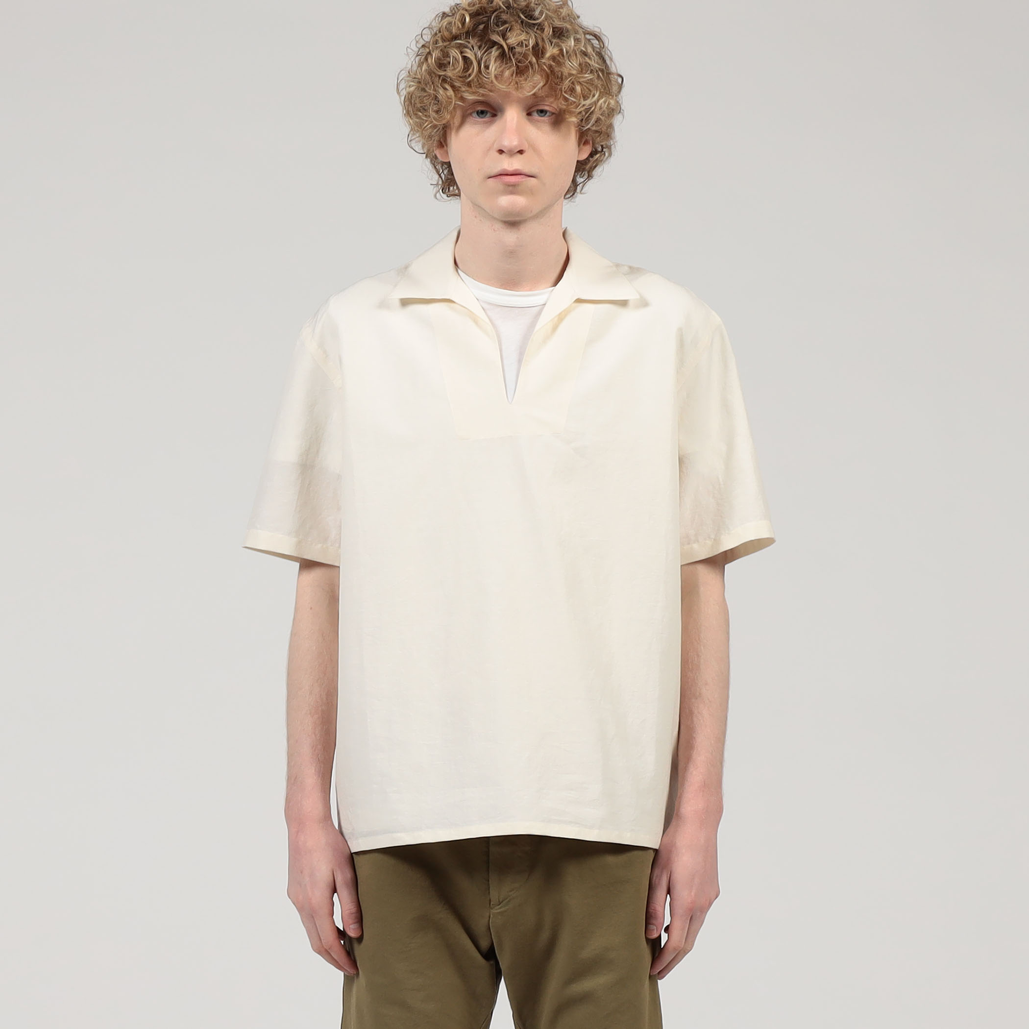 美品 ドゥロワー 別注Salvatore Piccolo リネン　半袖シャツ M Salvatore Piccolo: ラミー リネン ワッシャー加工 オープン