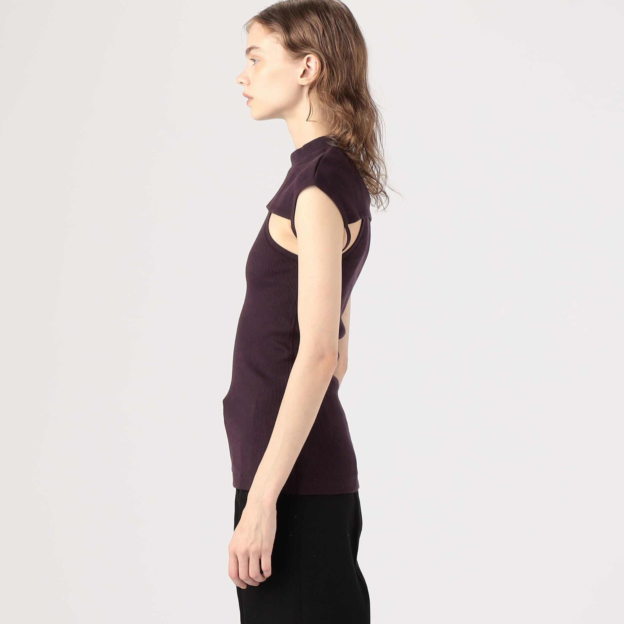 「overneath/オーバーニース」Rib Mock 063/リブモックショートトップス レディース OVERNEATH 「overneath/オーバーニース」Rib Mock 063/リブ