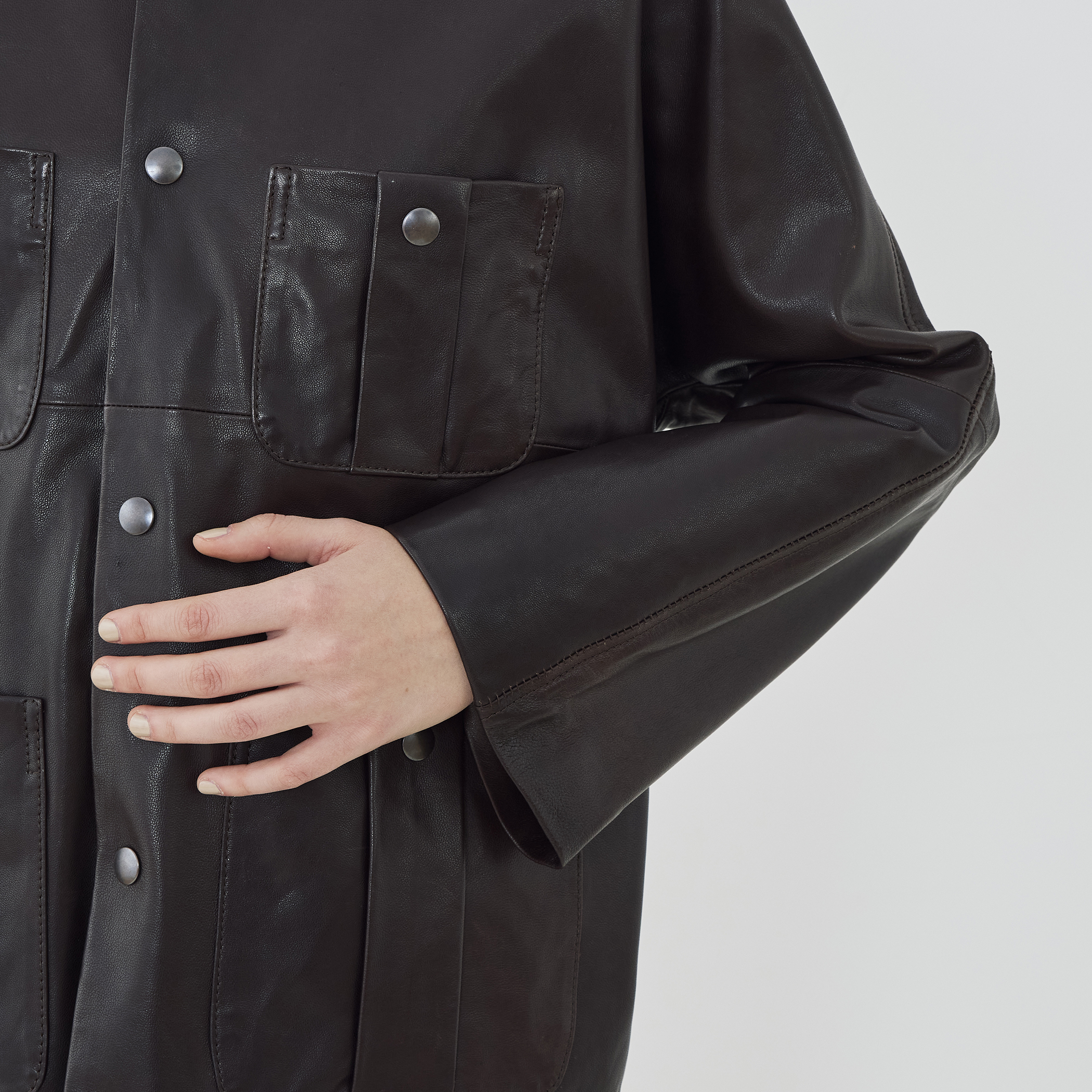 WEB先行予約】ソフトグレインシープレザー ドルマンスリーブジャケット