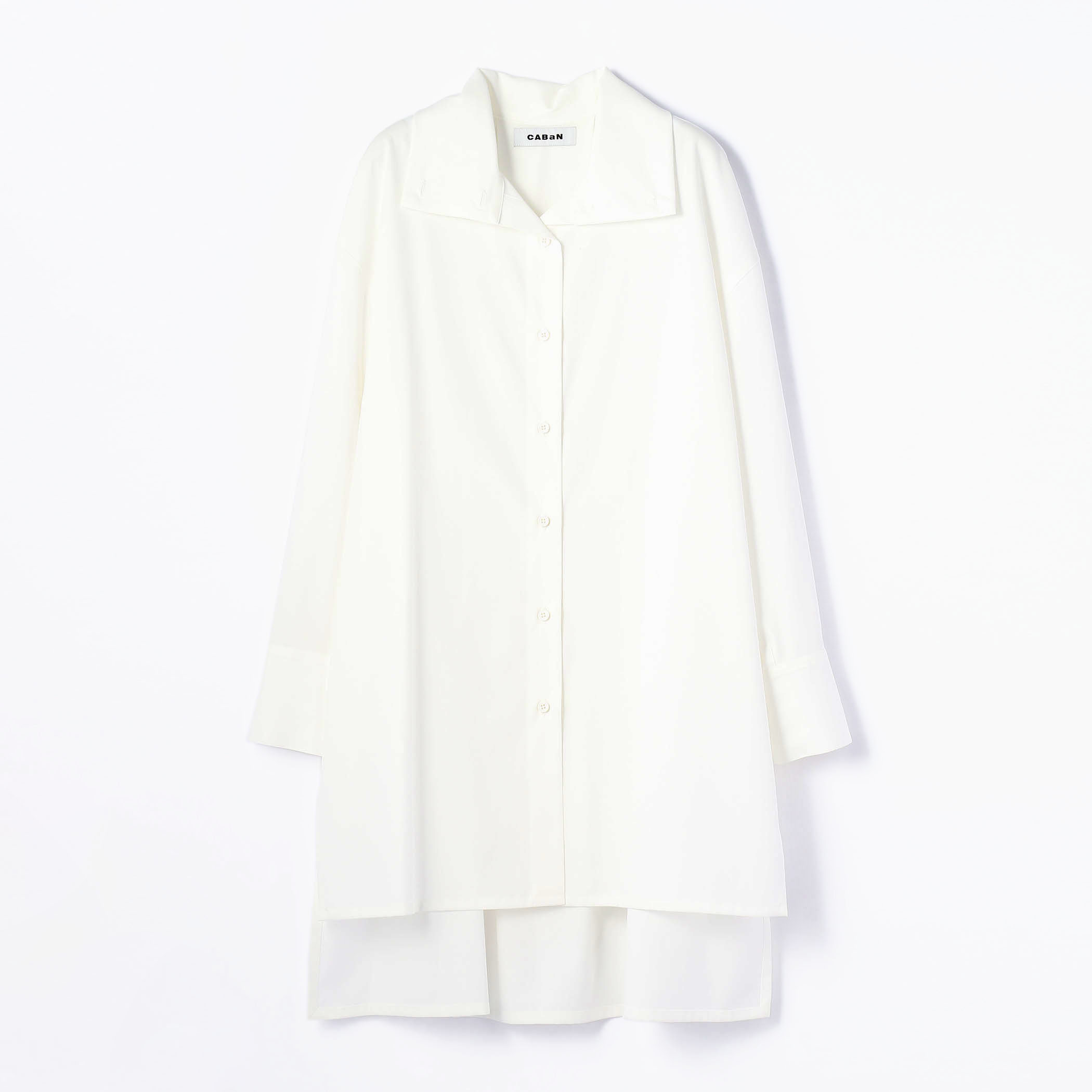 ■CABaN ハイツイストサテン ハイネックロングシャツ